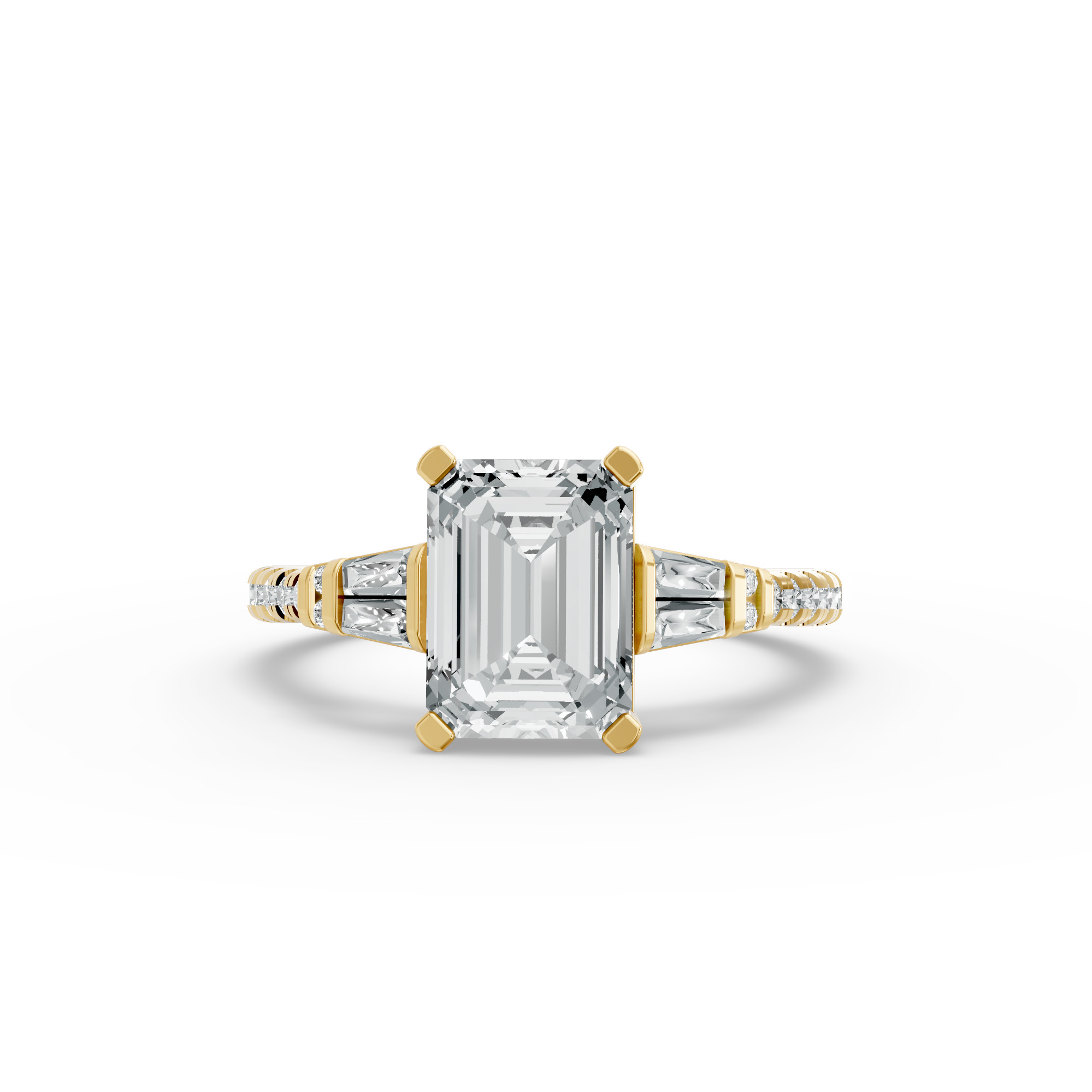 Radiant Shape Diamond Fancy Engagement Ring in Gold