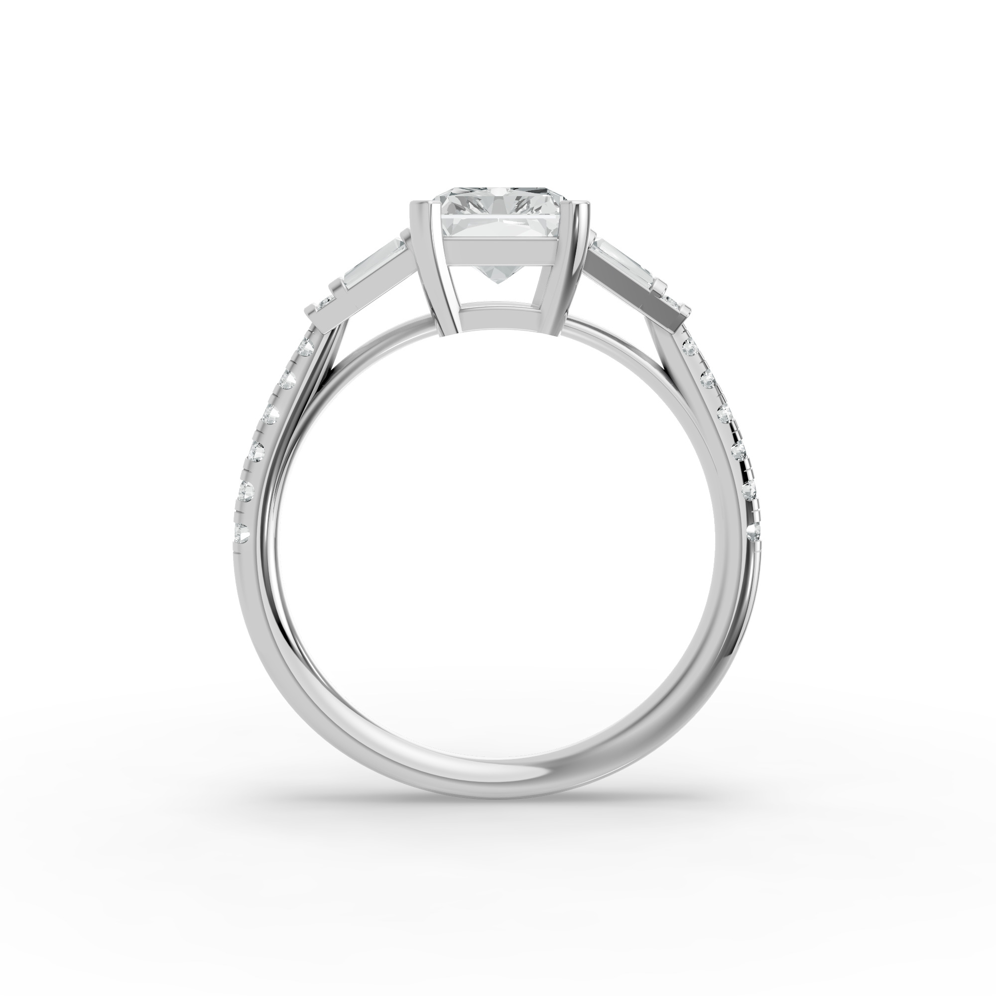 Radiant Shape Diamond Fancy Engagement Ring in Gold