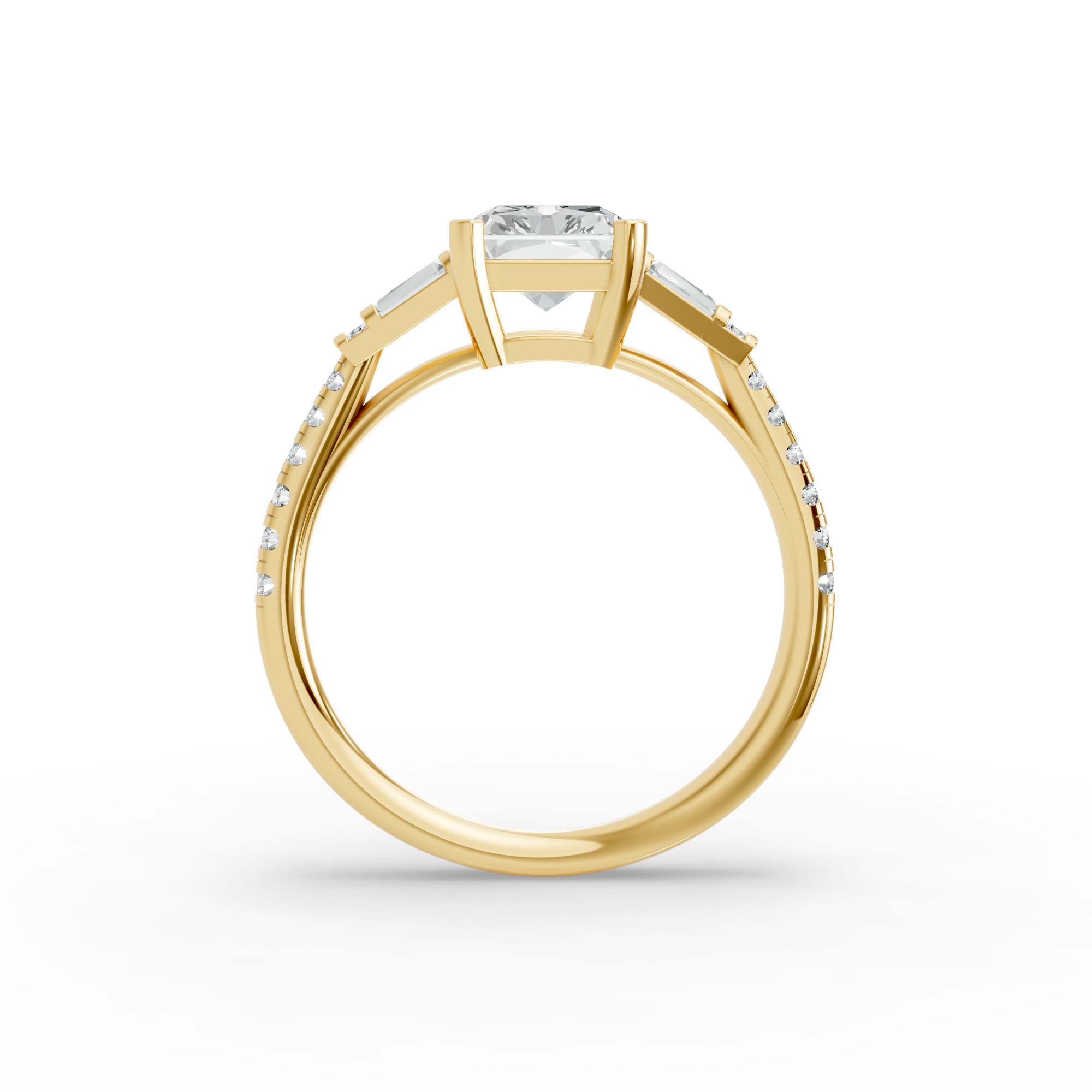Radiant Shape Diamond Fancy Engagement Ring in Gold