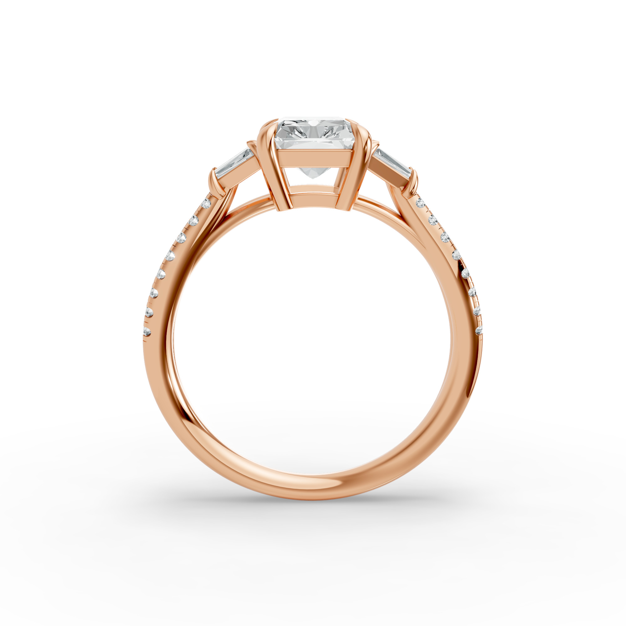 Emerald Shape Diamond Fancy Engagement Ring in Gold