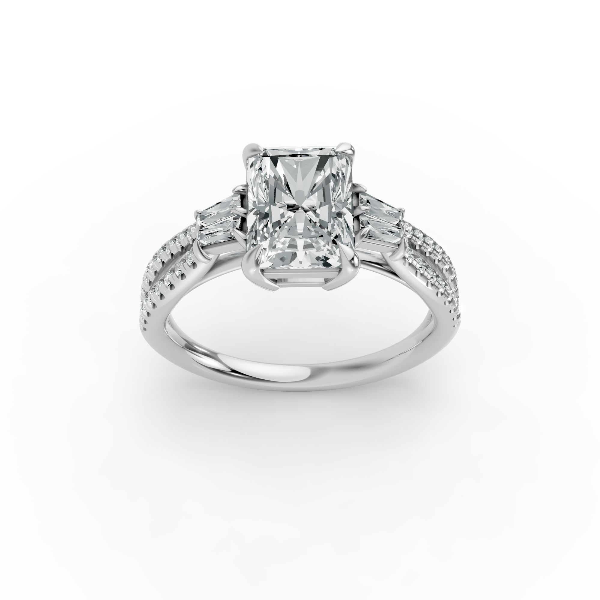 Emerald Shape Diamond Fancy Engagement Ring in Gold