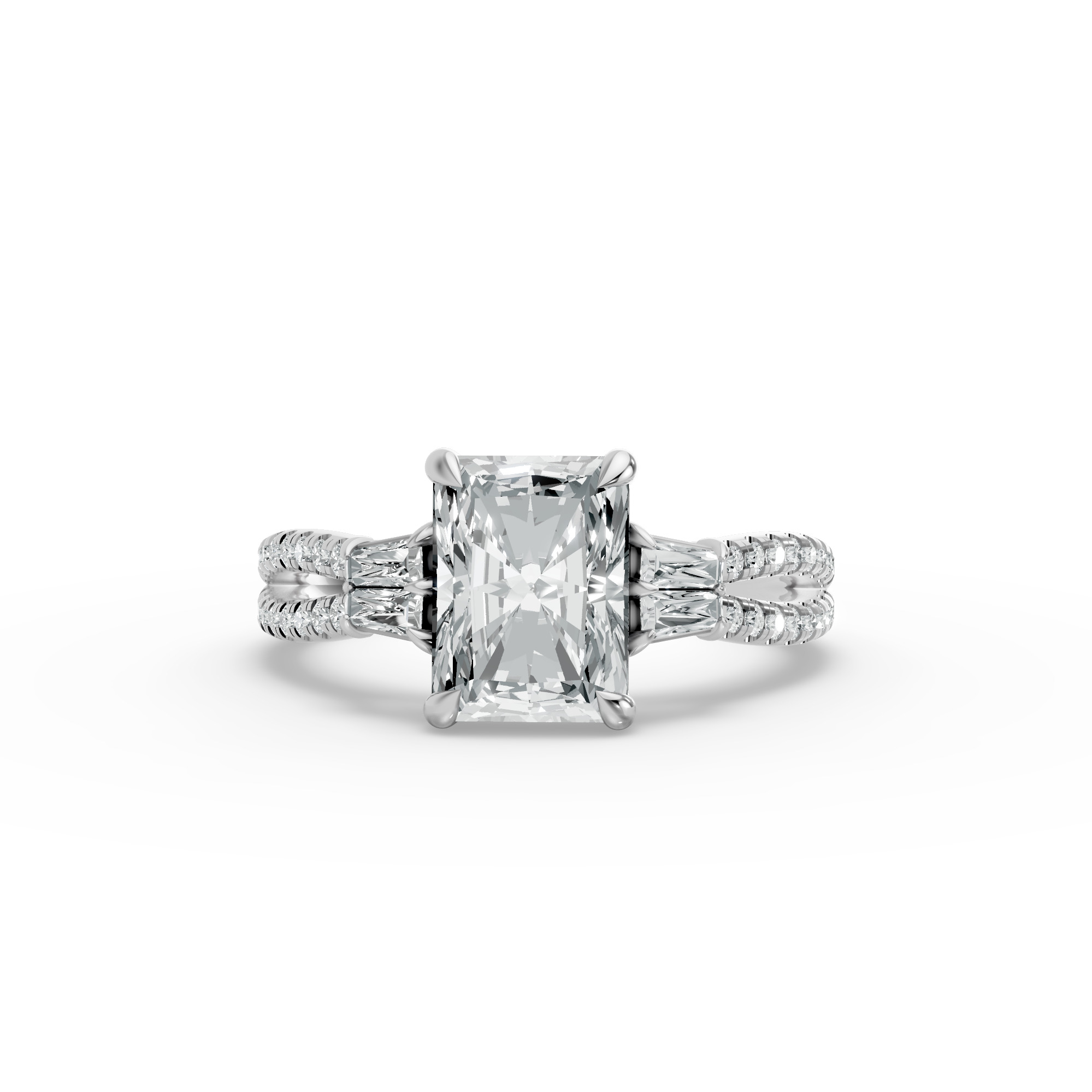 Emerald Shape Diamond Fancy Engagement Ring in Gold