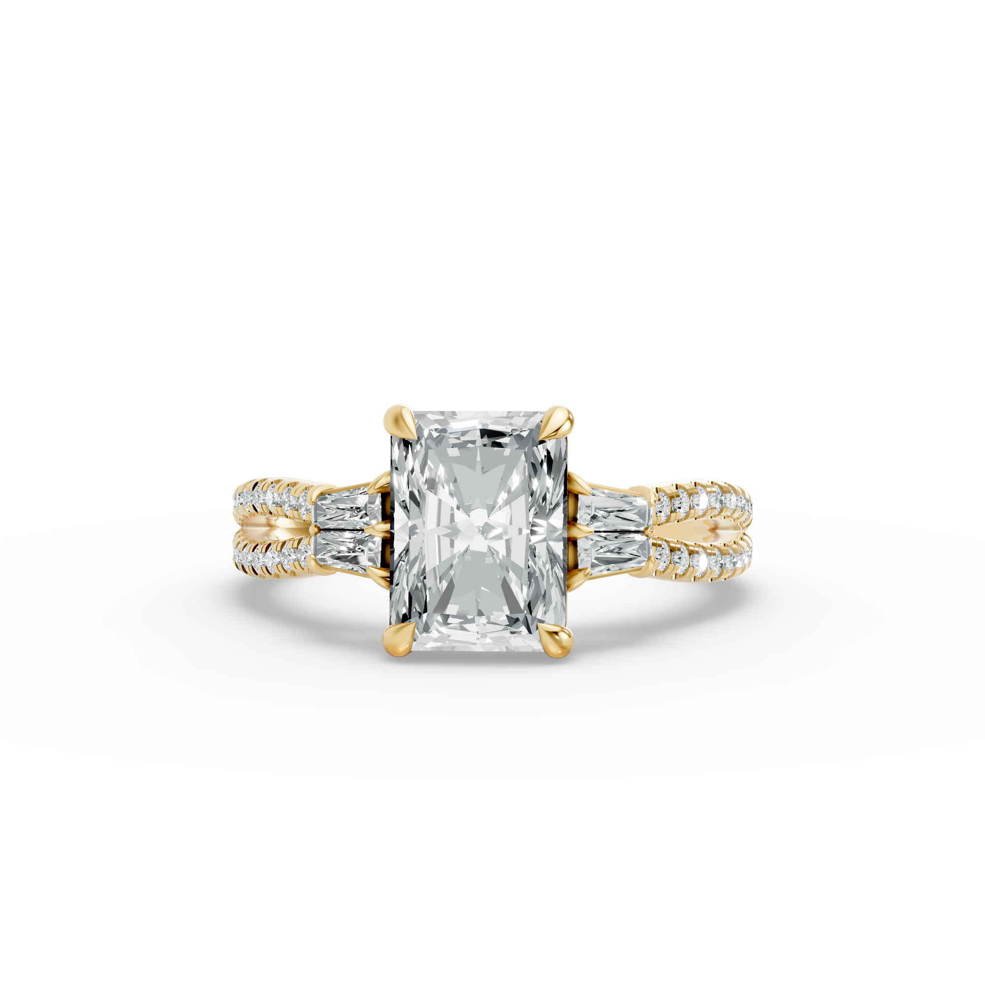 Emerald Shape Diamond Fancy Engagement Ring in Gold