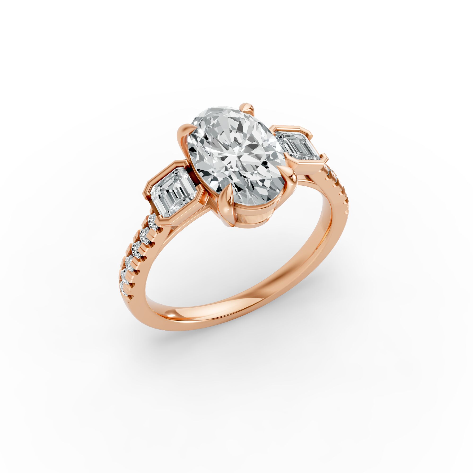 Oval Shape Diamond Fancy Engagement Ring in Gold
