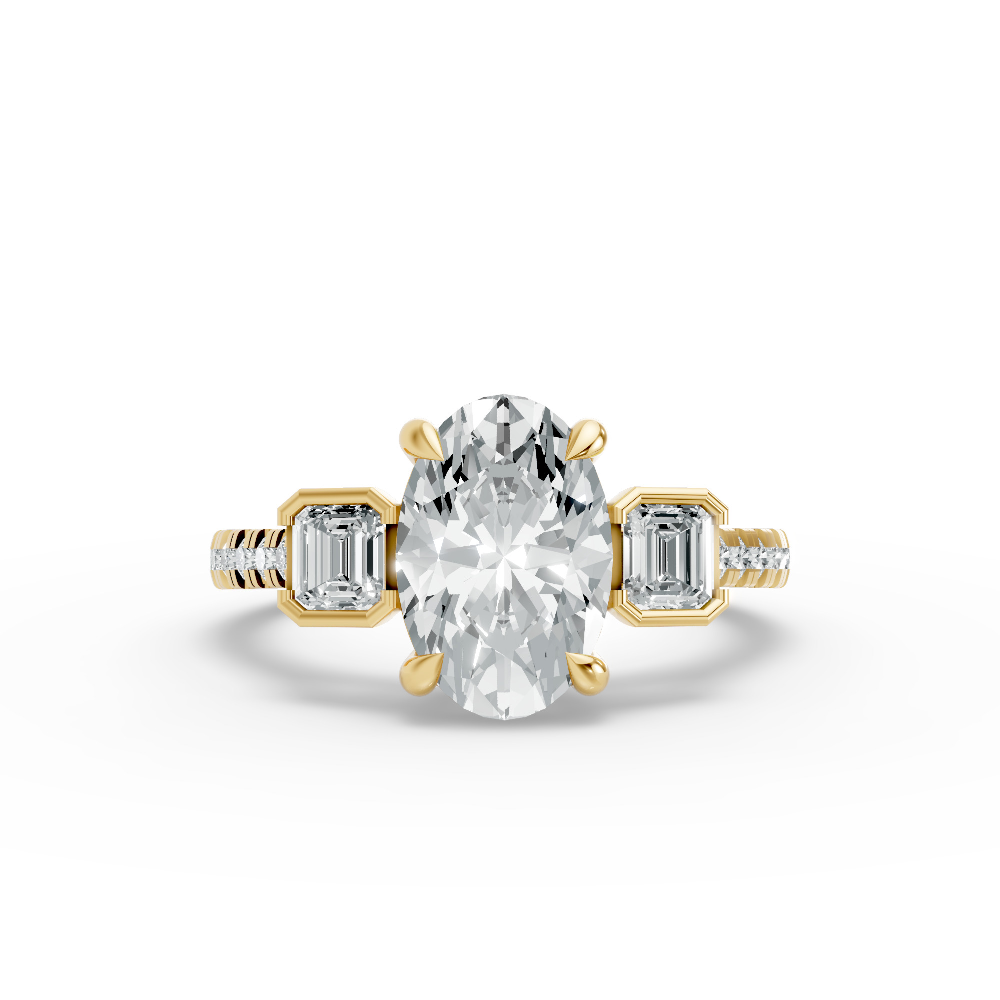 Oval Shape Diamond Fancy Engagement Ring in Gold