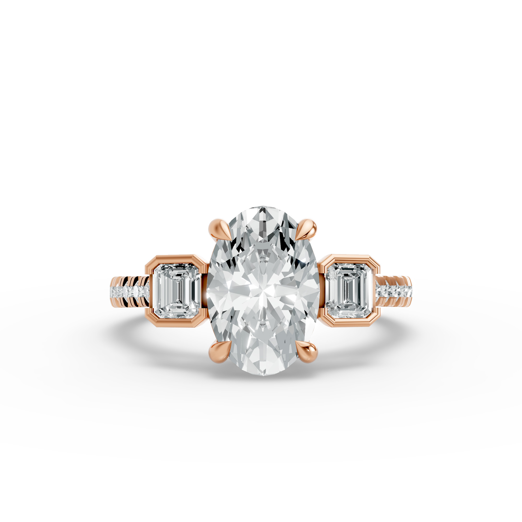 Oval Shape Diamond Fancy Engagement Ring in Gold