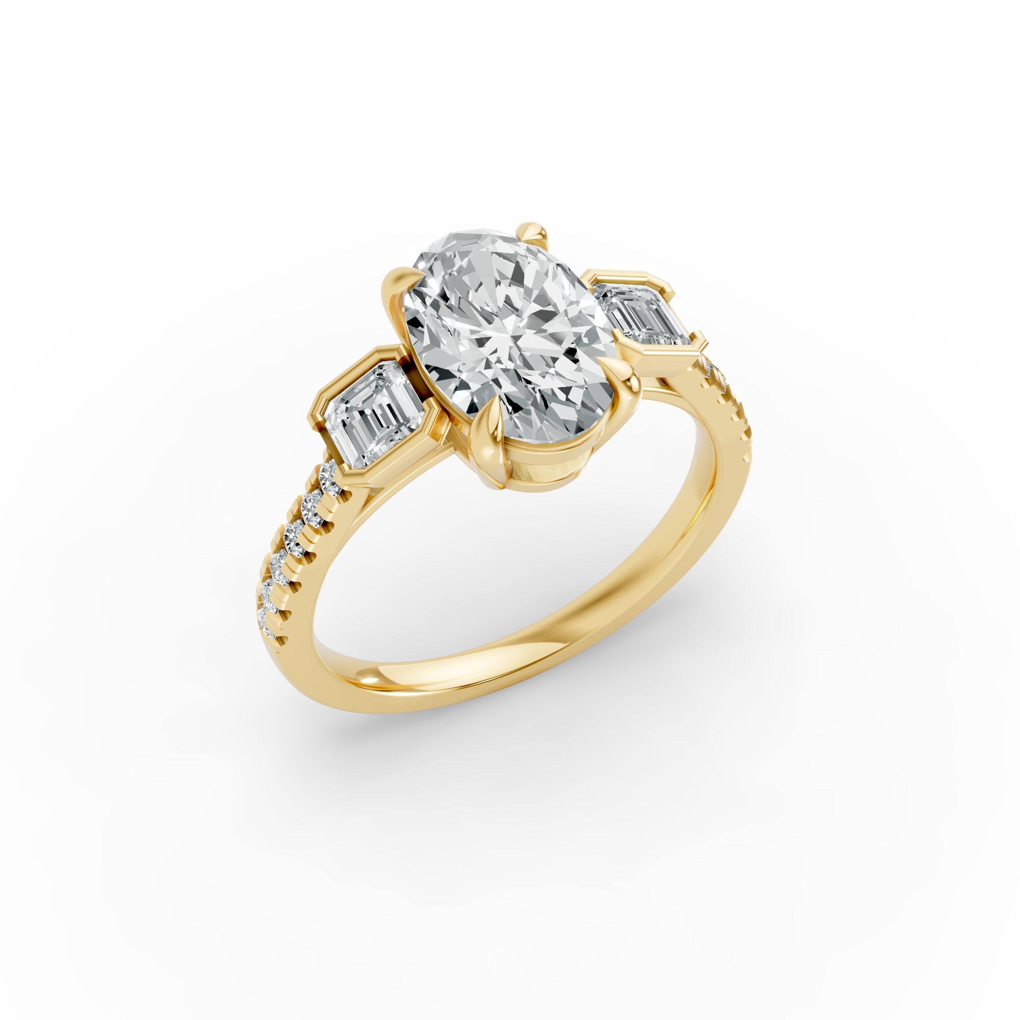 Oval Shape Diamond Fancy Engagement Ring in Gold