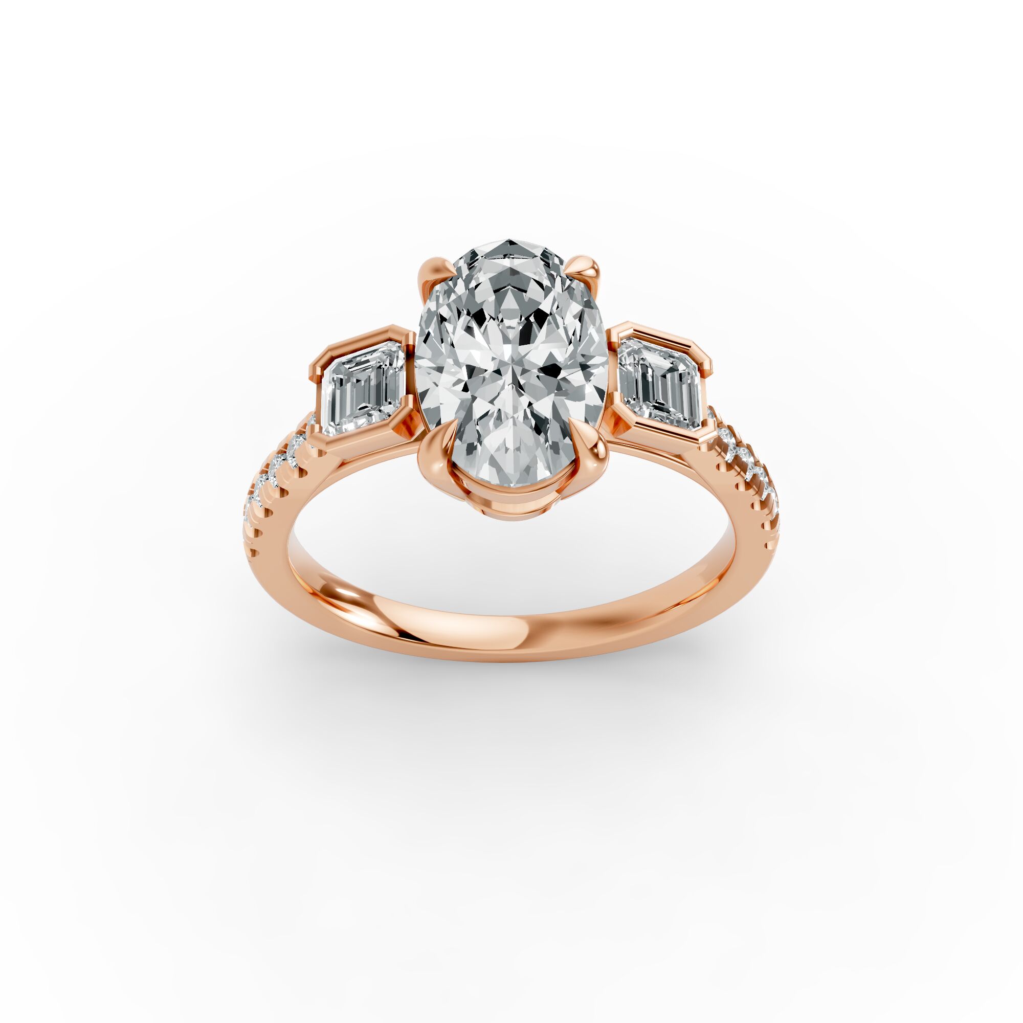 Oval Shape Diamond Fancy Engagement Ring in Gold