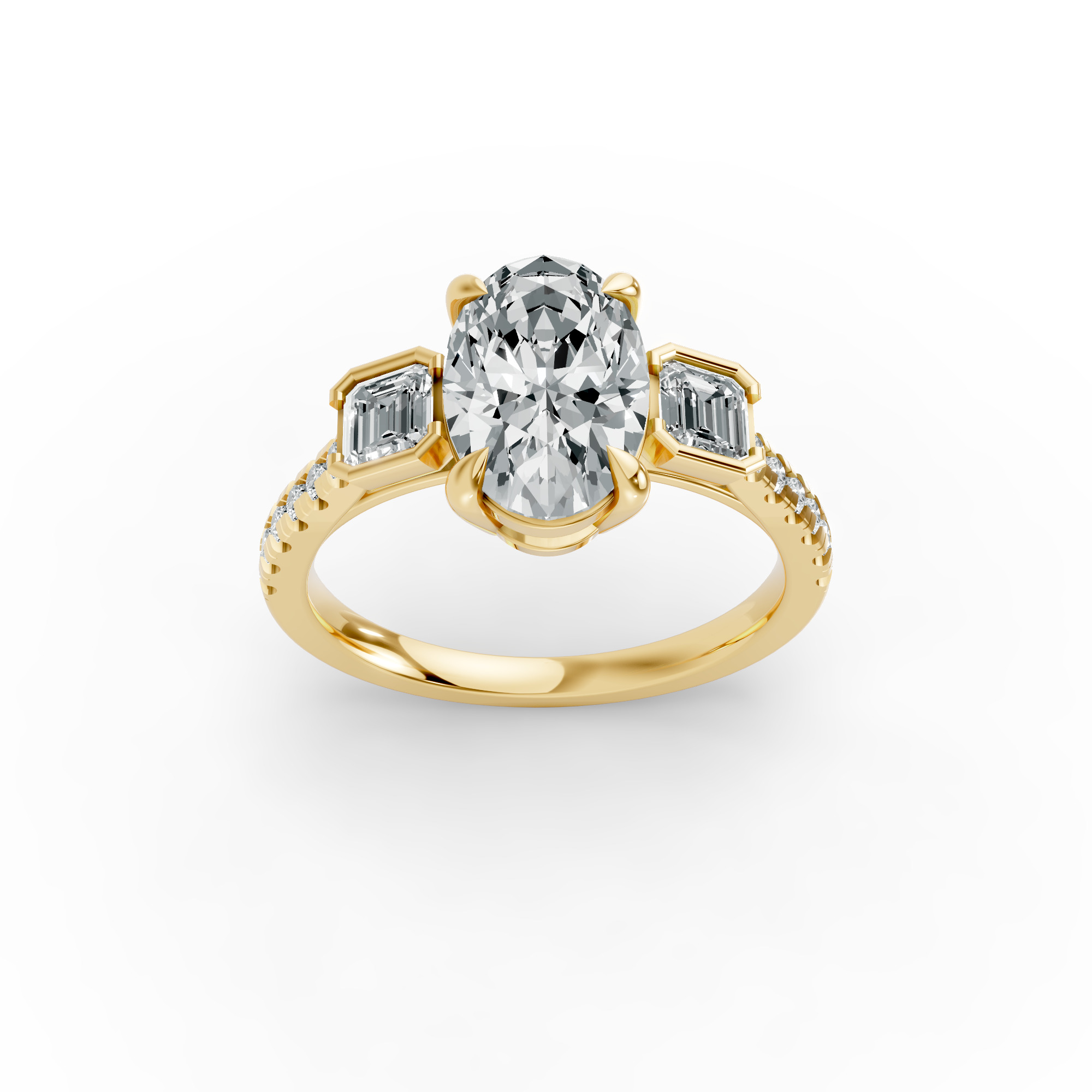 Oval Shape Diamond Fancy Engagement Ring in Gold
