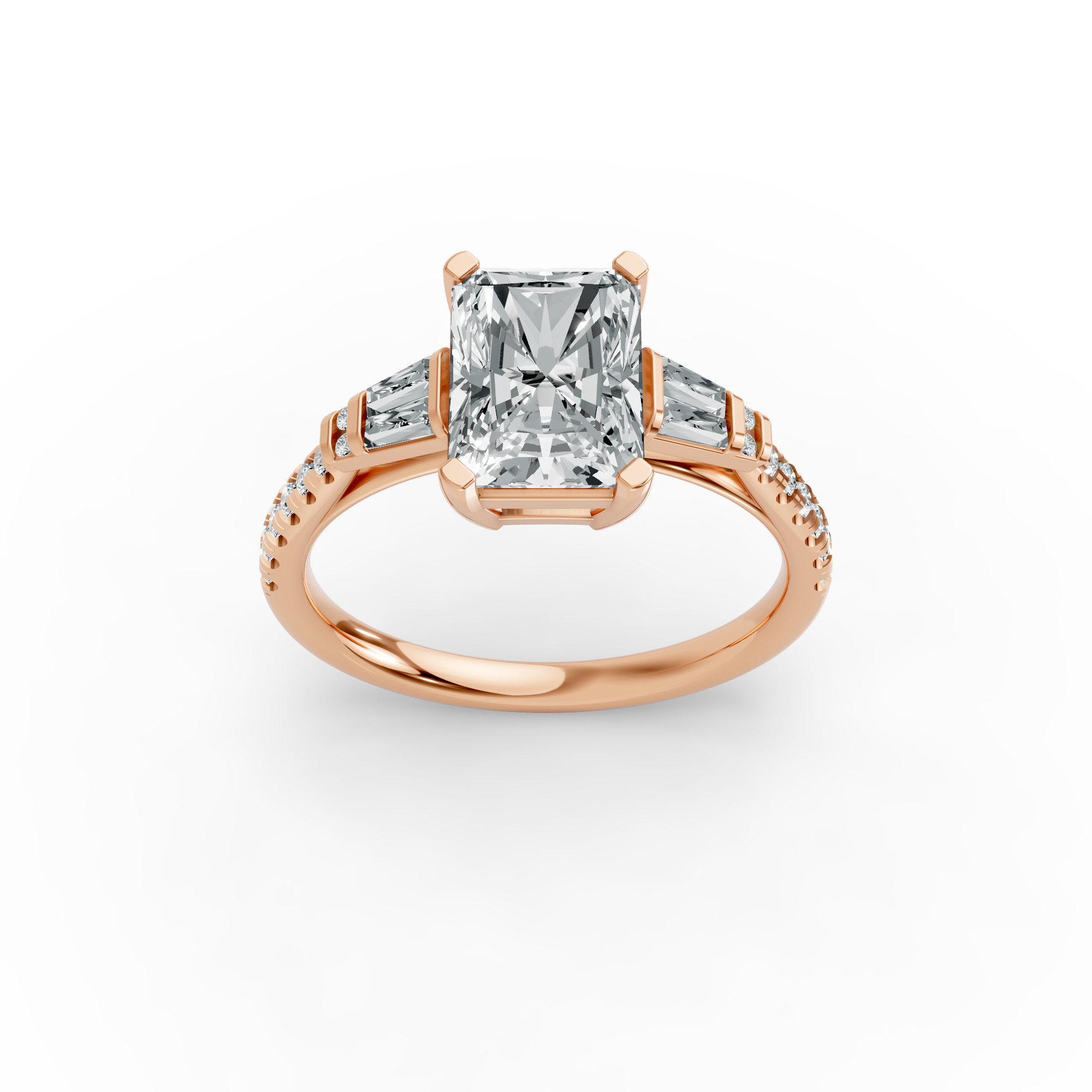 Radiant Shape Diamond Fancy Engagement Ring in Gold