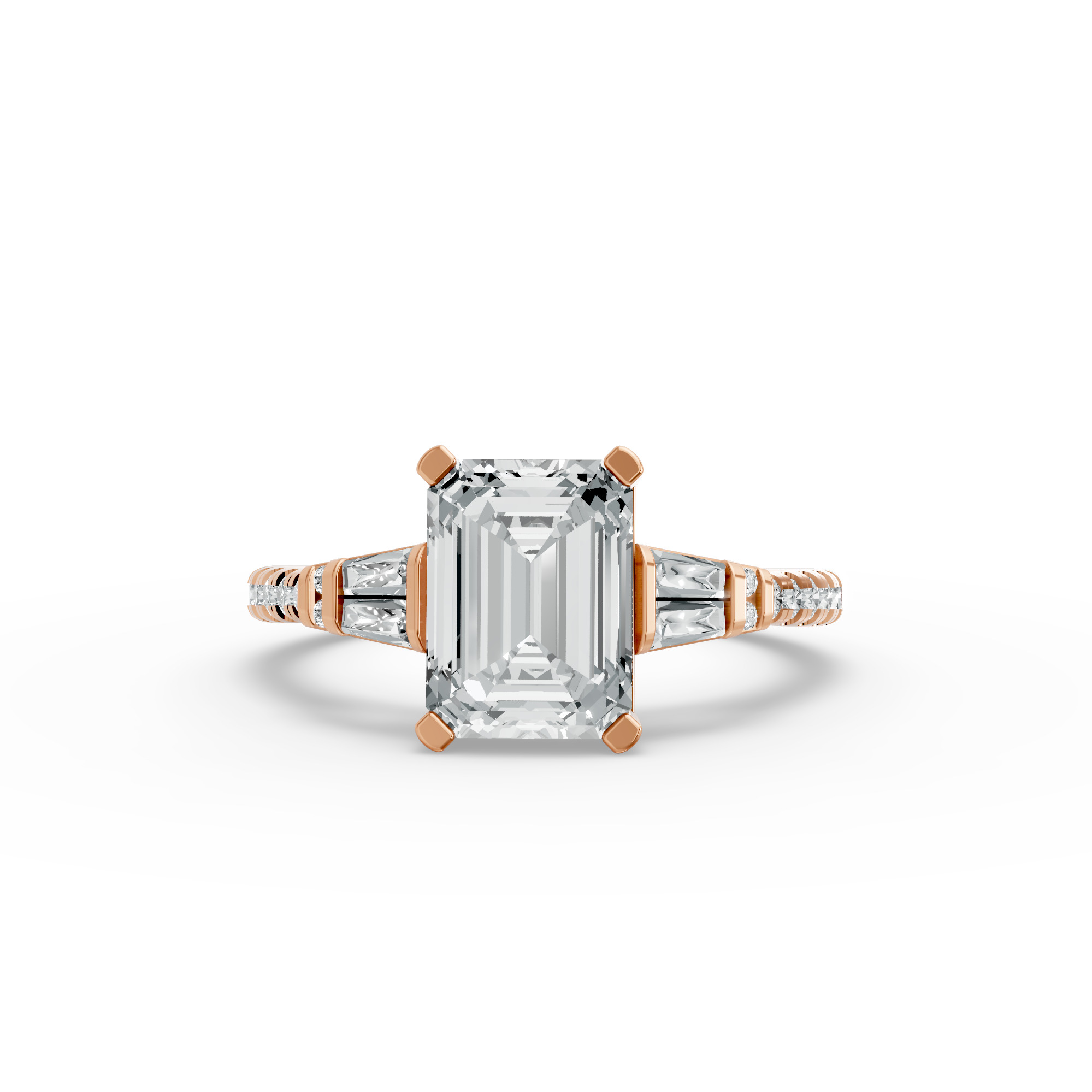 Radiant Shape Diamond Fancy Engagement Ring in Gold