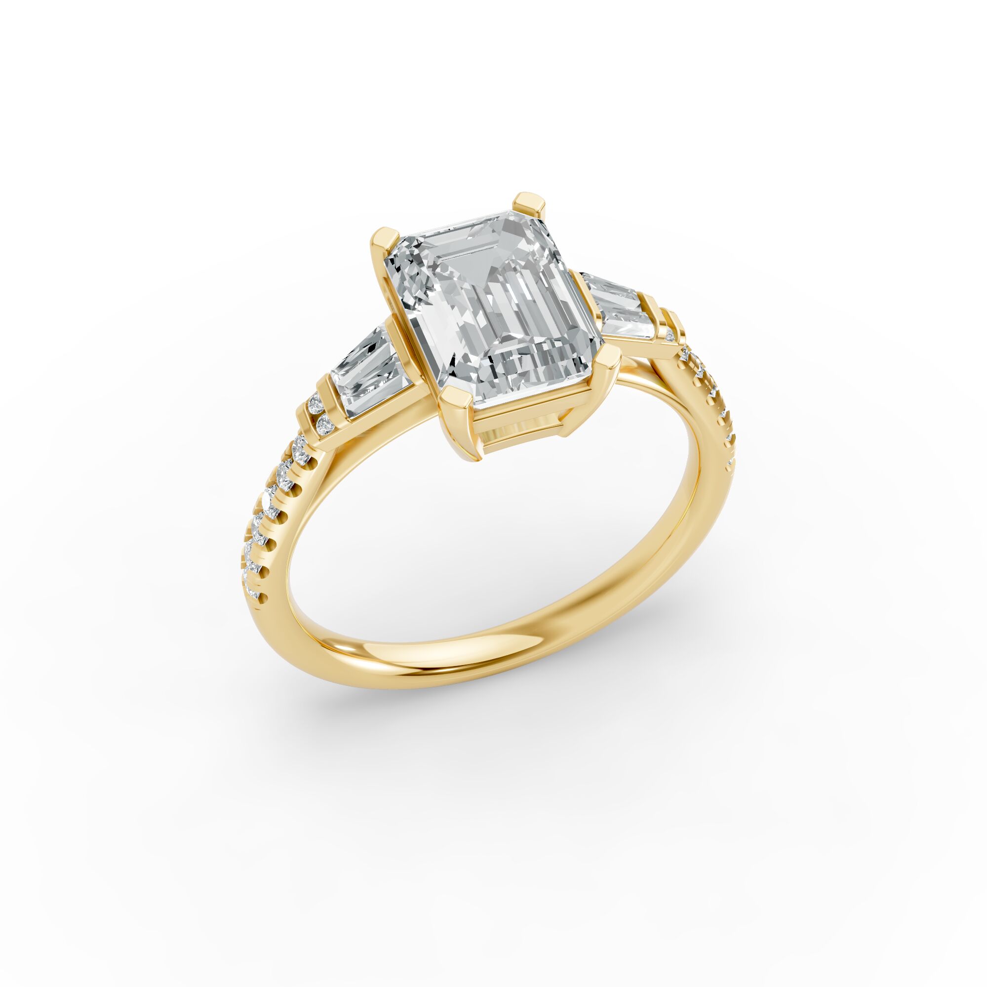 Radiant Shape Diamond Fancy Engagement Ring in Gold