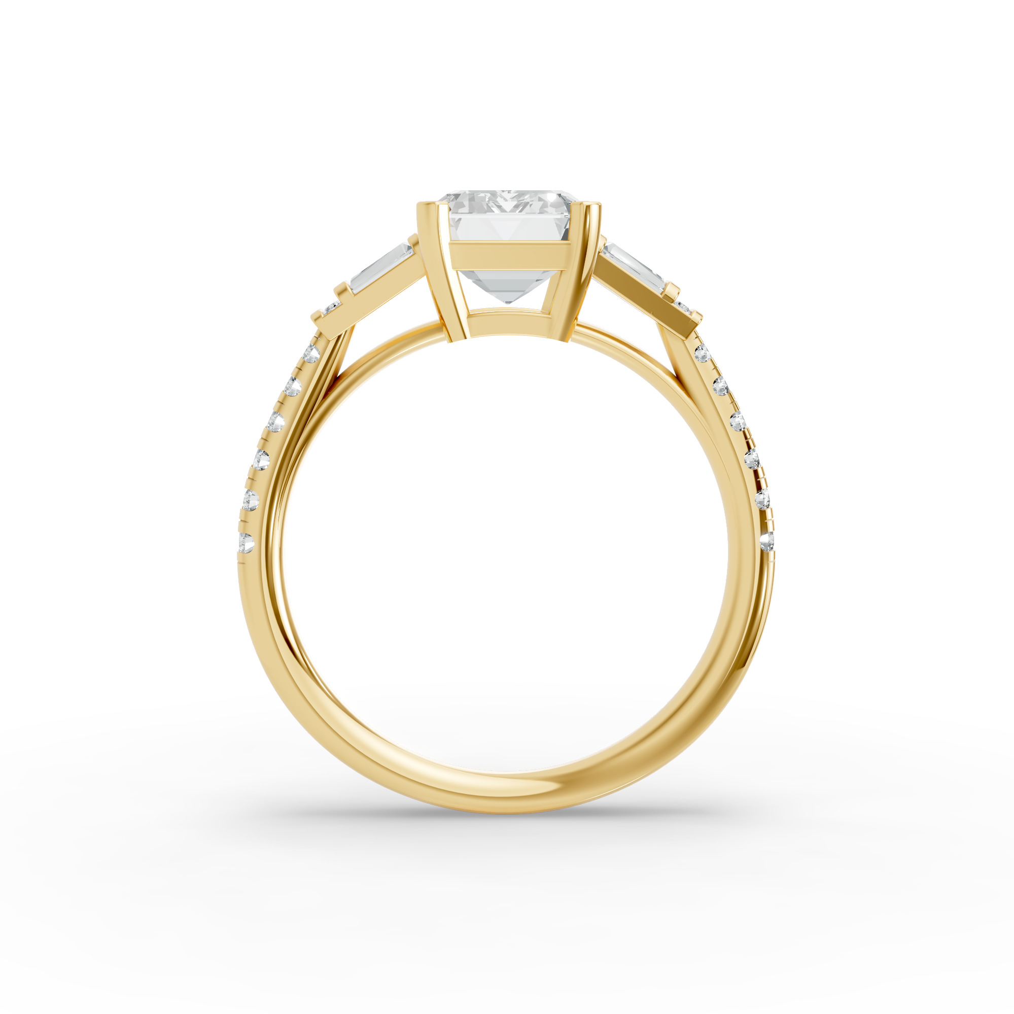 Radiant Shape Diamond Fancy Engagement Ring in Gold