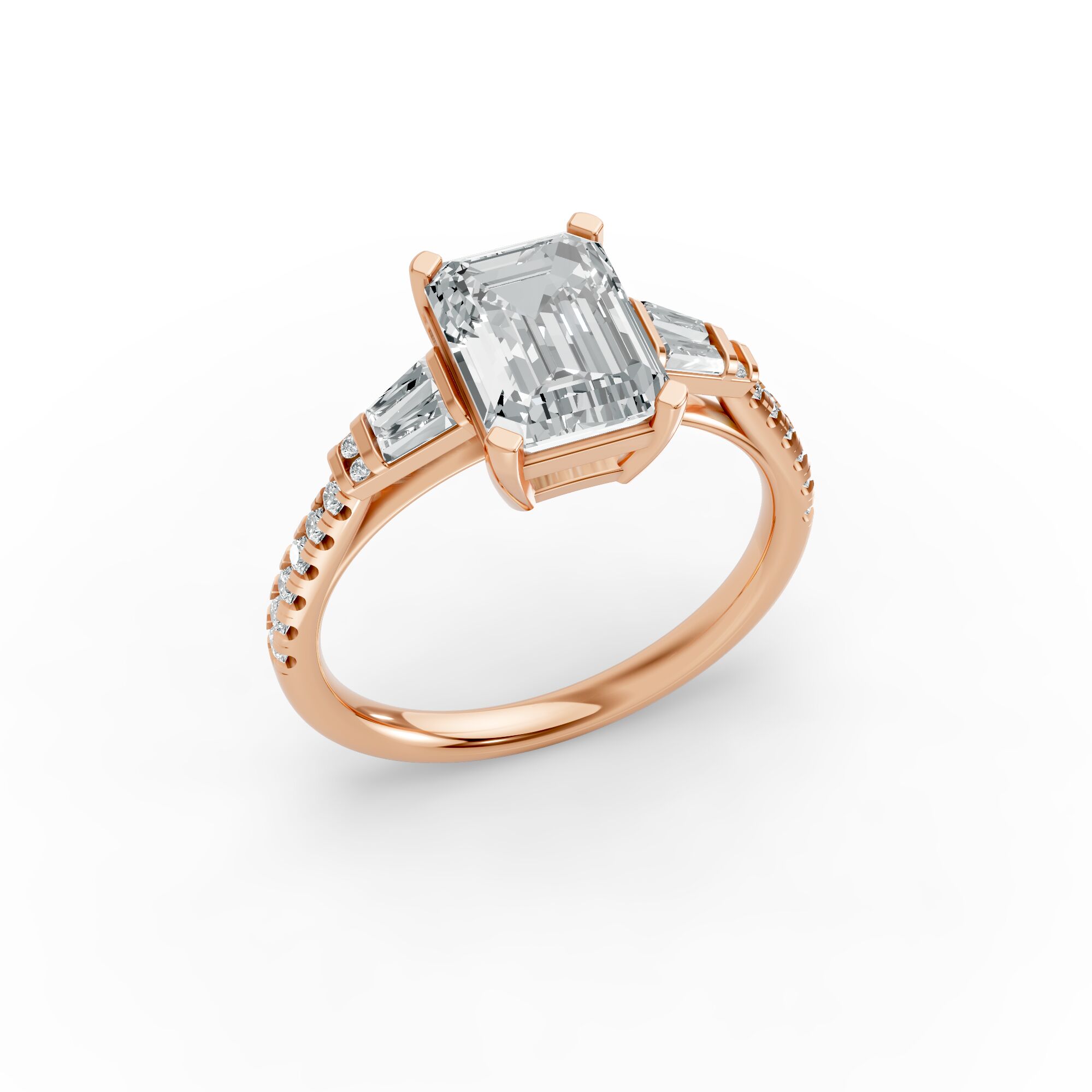 Radiant Shape Diamond Fancy Engagement Ring in Gold