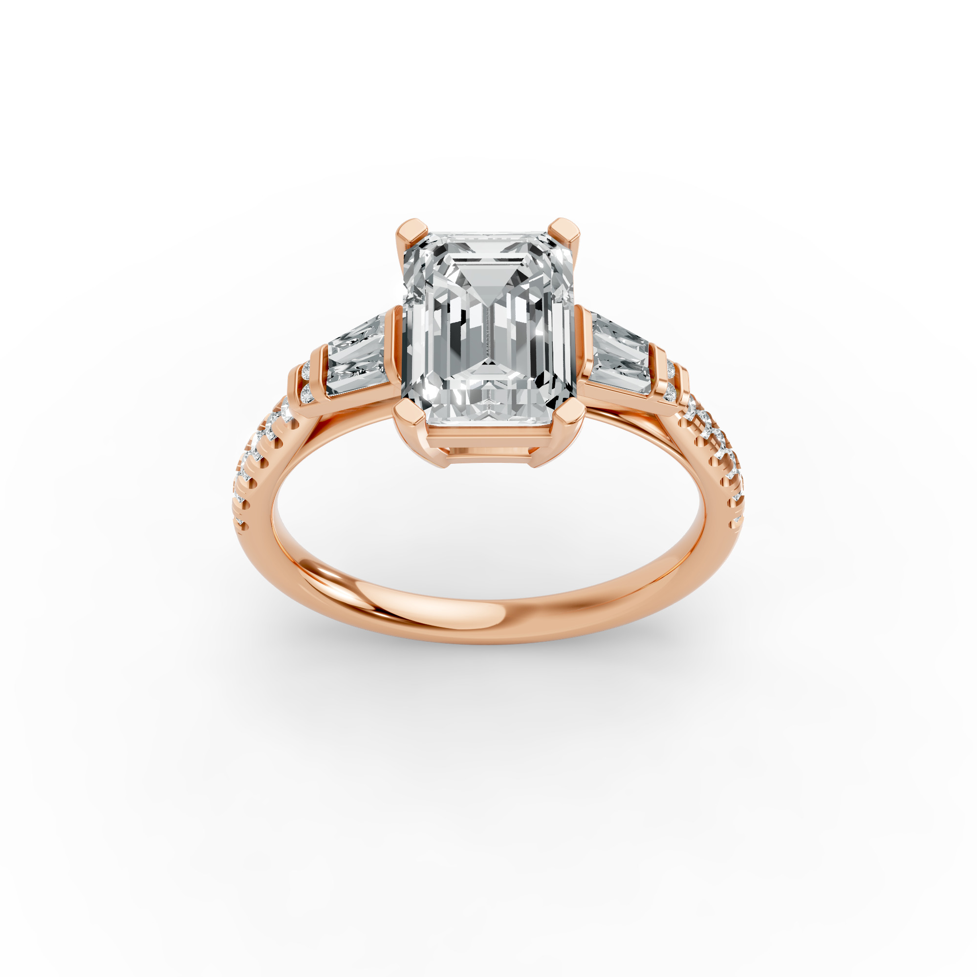 Radiant Shape Diamond Fancy Engagement Ring in Gold