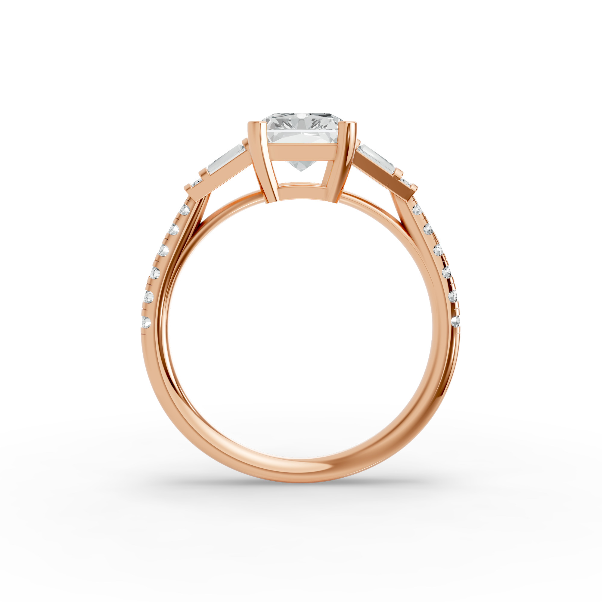 Radiant Shape Diamond Fancy Engagement Ring in Gold