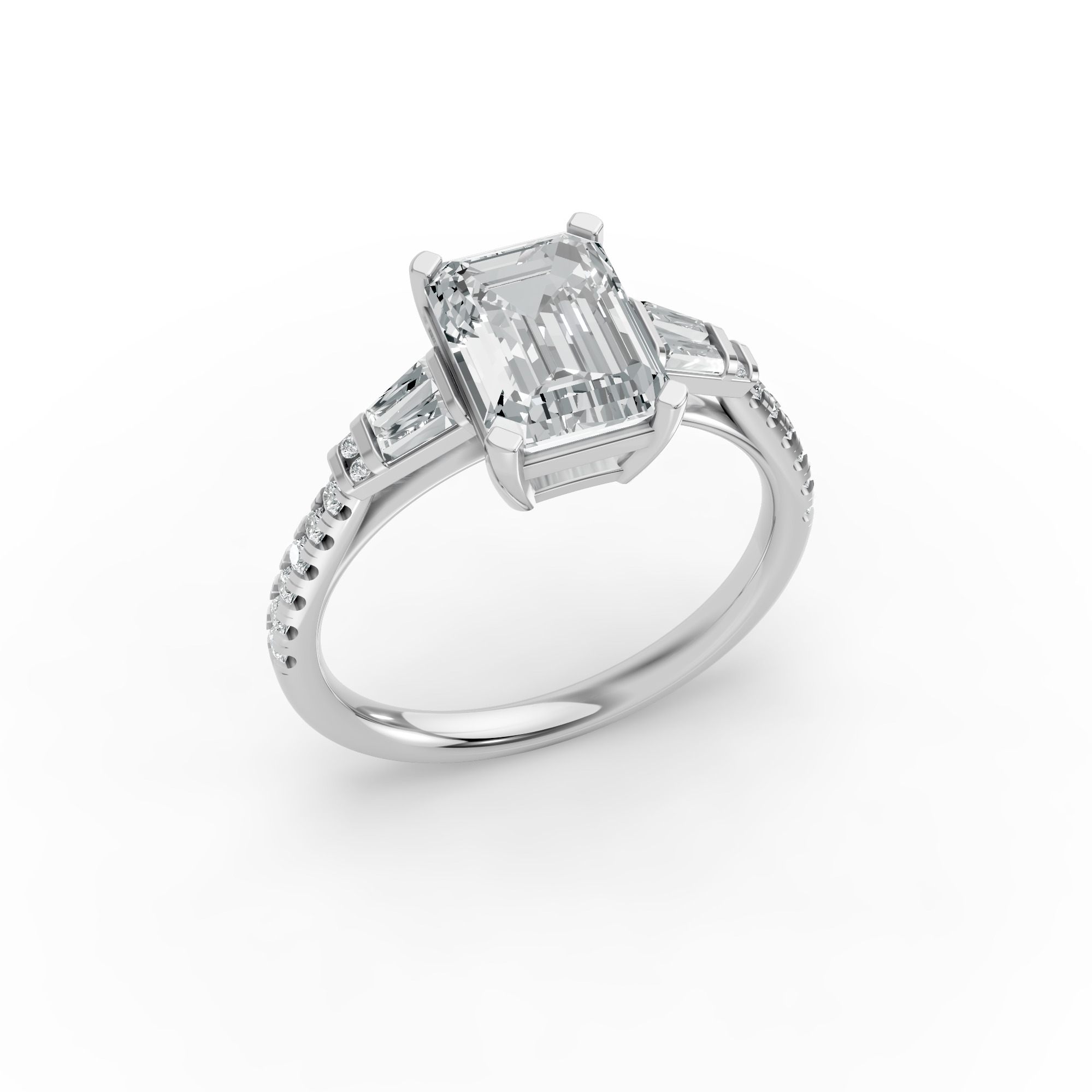 Radiant Shape Diamond Fancy Engagement Ring in Gold