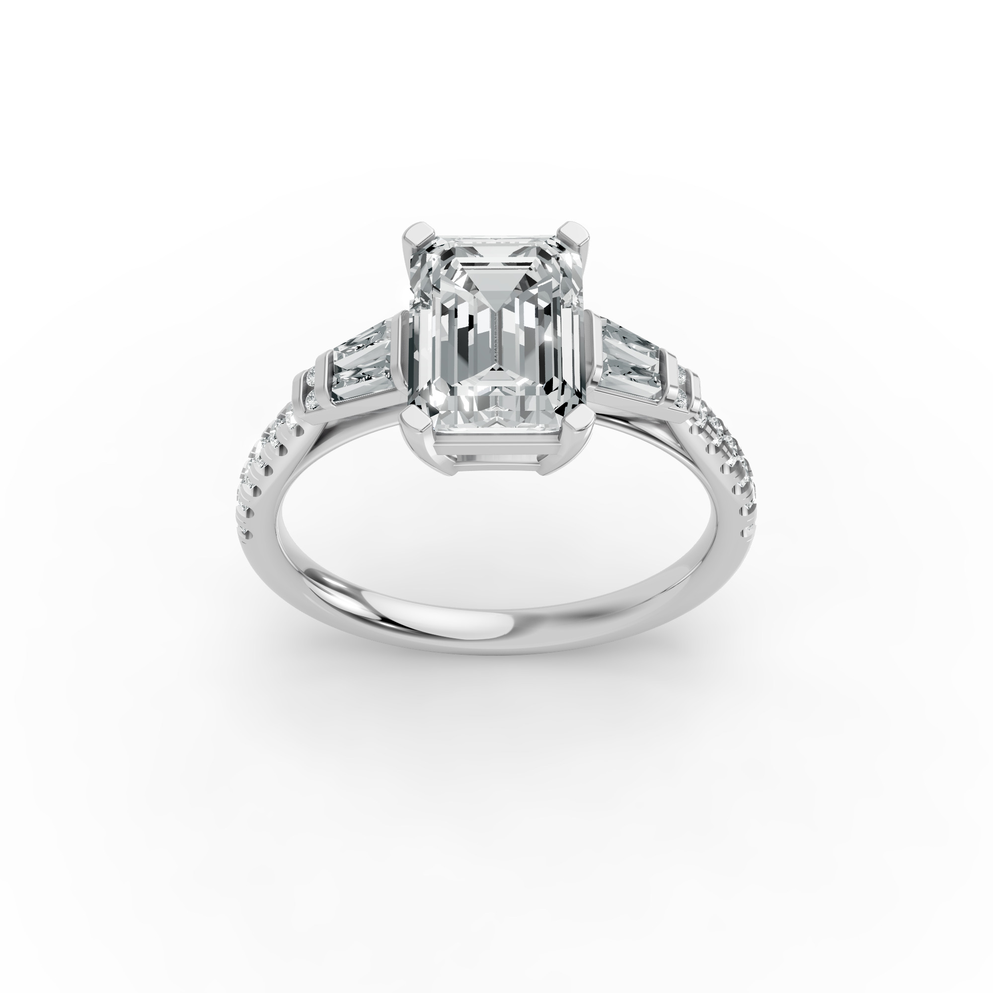 Radiant Shape Diamond Fancy Engagement Ring in Gold