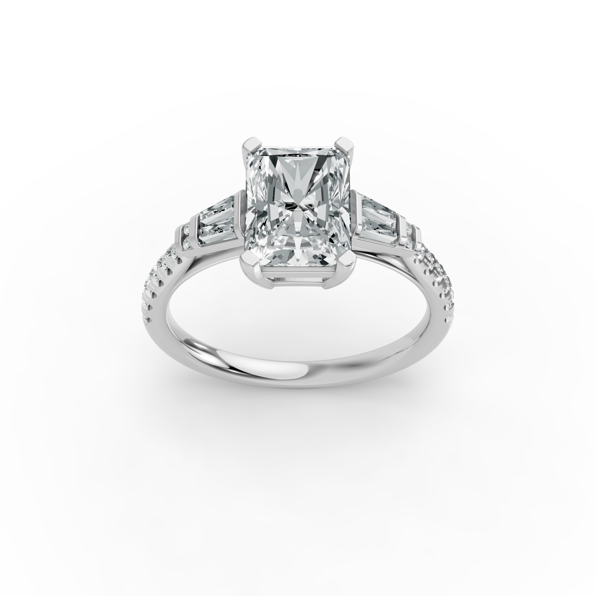 Radiant Shape Diamond Fancy Engagement Ring in Gold