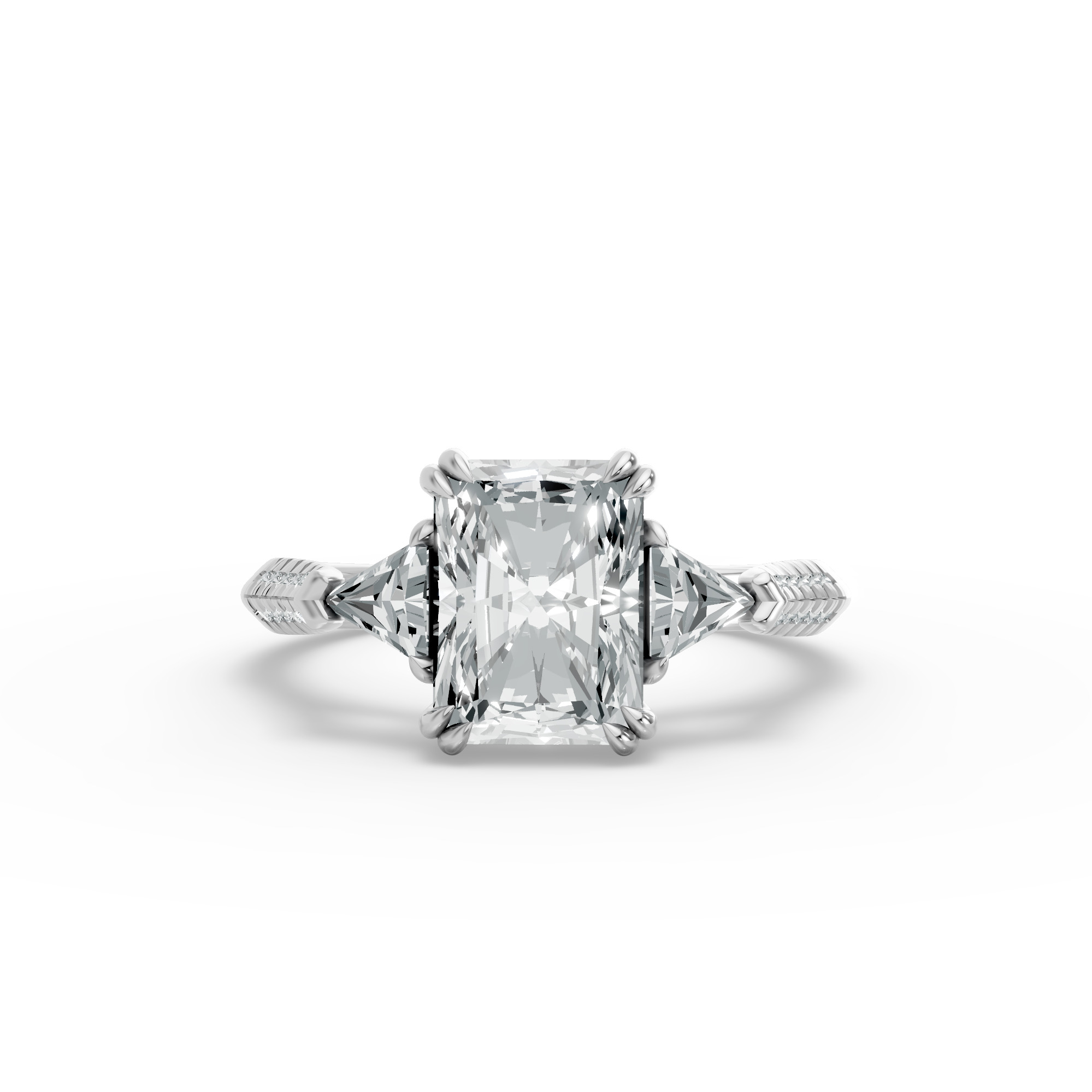 Radiant Shape Diamond Fancy Engagement Ring in Gold
