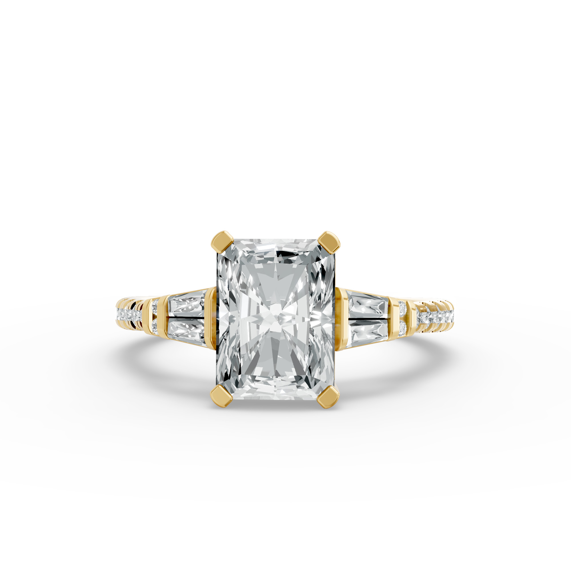 Radiant Shape Diamond Fancy Engagement Ring in Gold