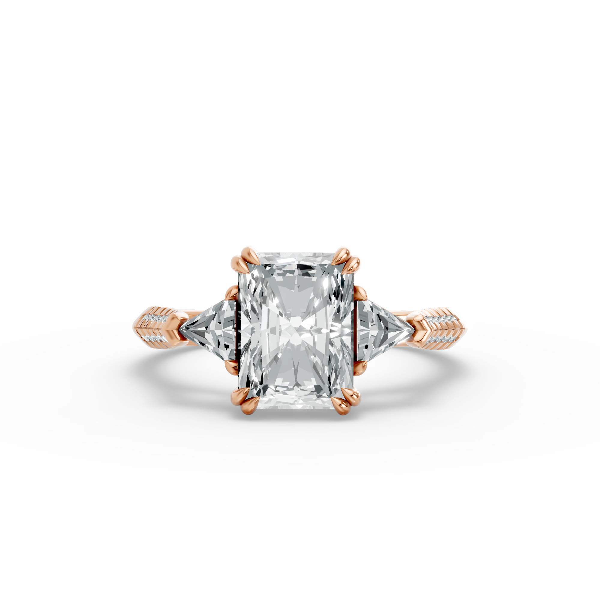 Radiant Shape Diamond Fancy Engagement Ring in Gold