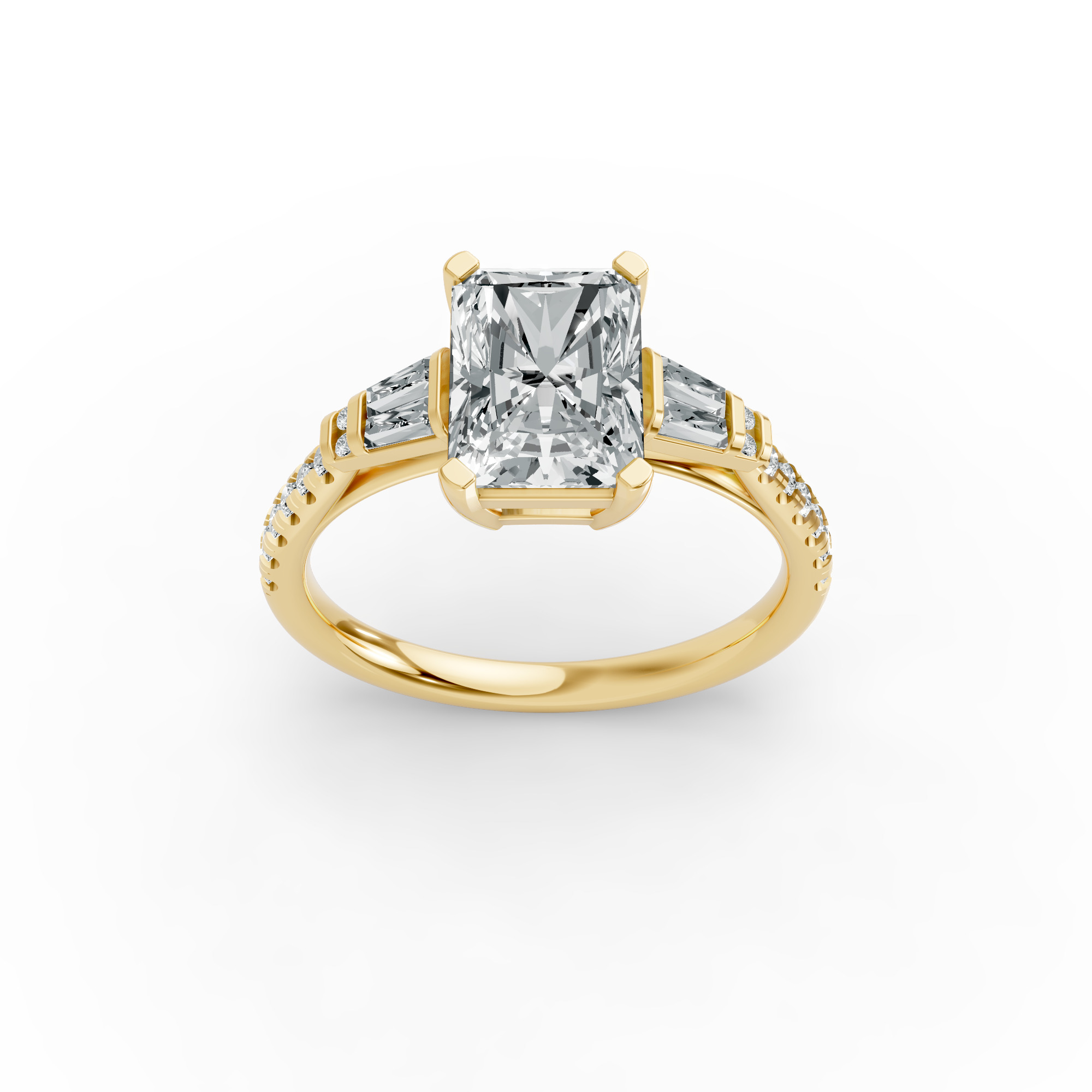 Radiant Shape Diamond Fancy Engagement Ring in Gold