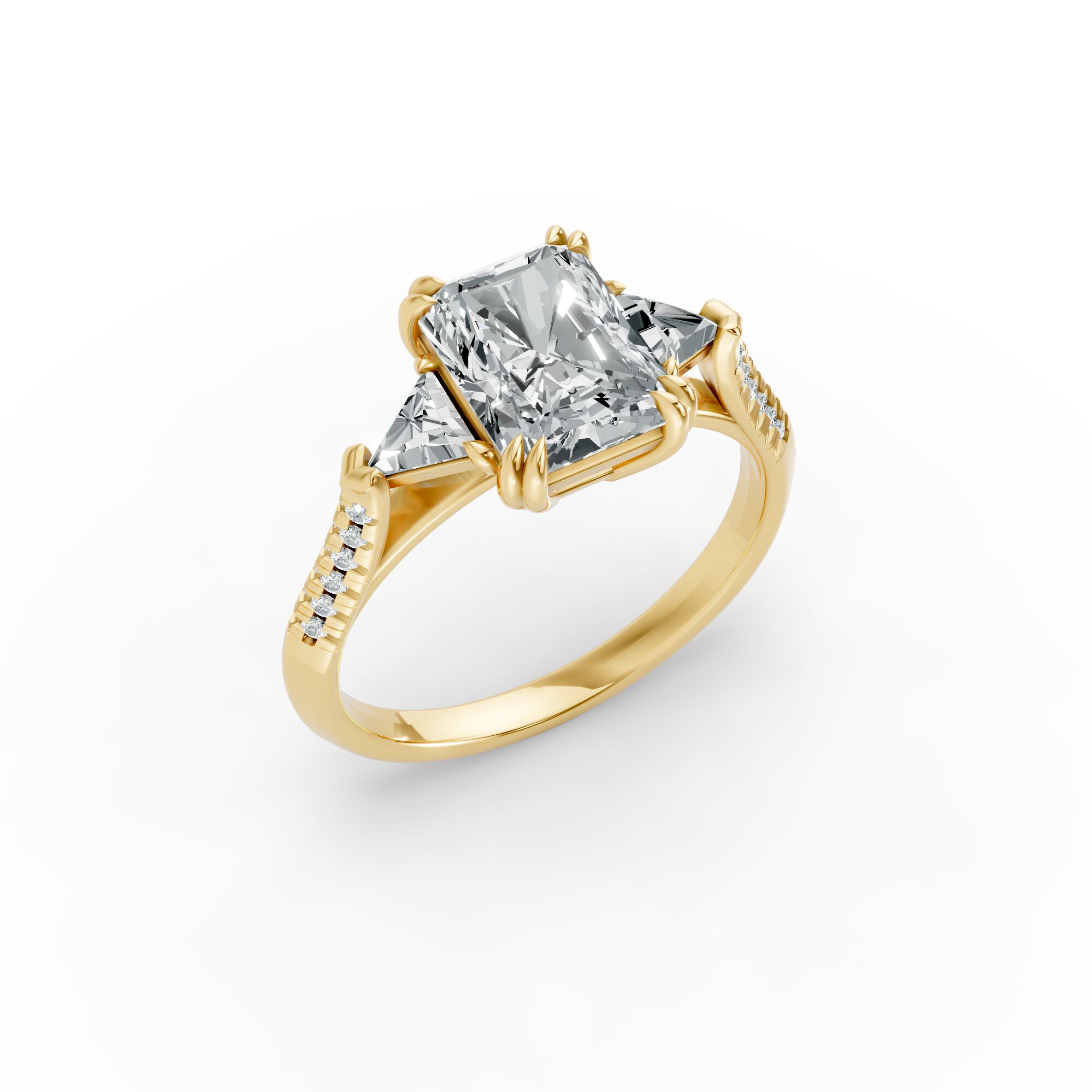 Radiant Shape Diamond Fancy Engagement Ring in Gold