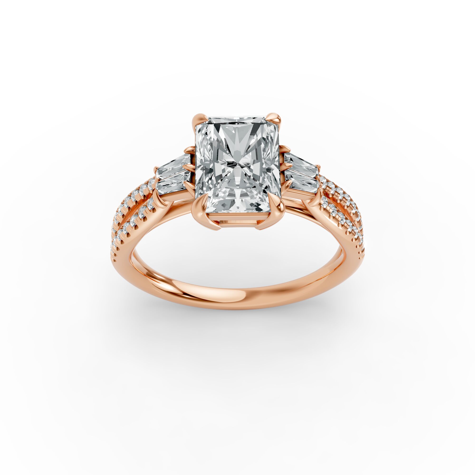 Emerald Shape Diamond Fancy Engagement Ring in Gold