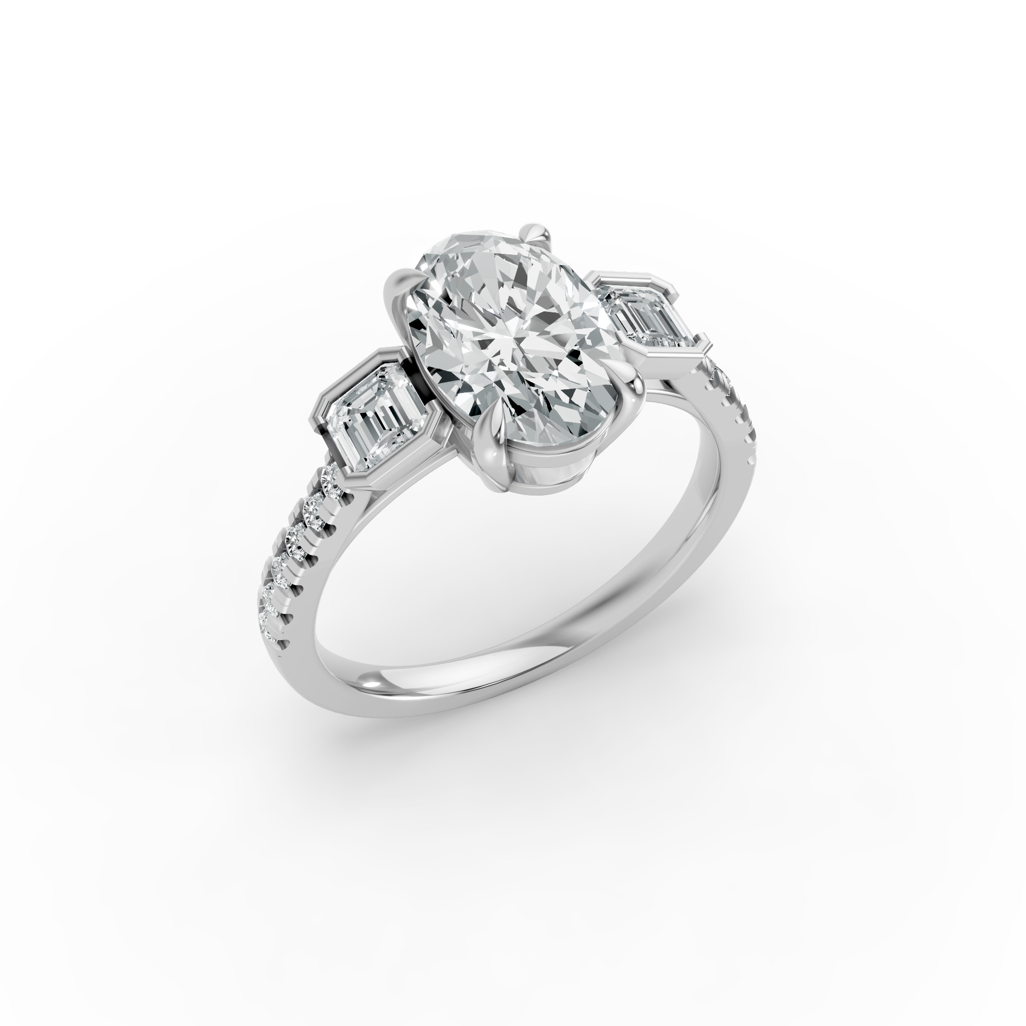 Oval Shape Diamond Fancy Engagement Ring in Gold