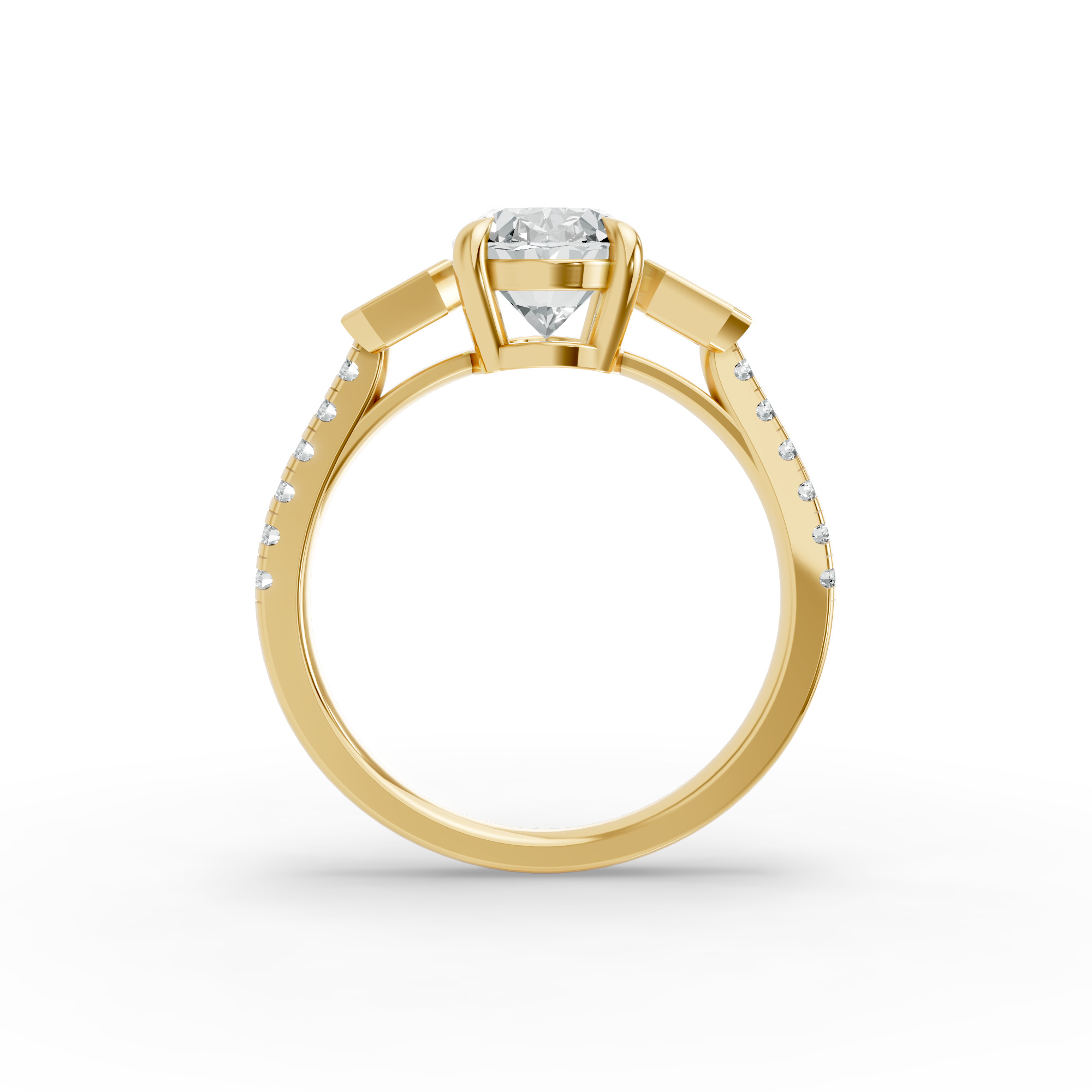 Oval Shape Diamond Fancy Engagement Ring in Gold