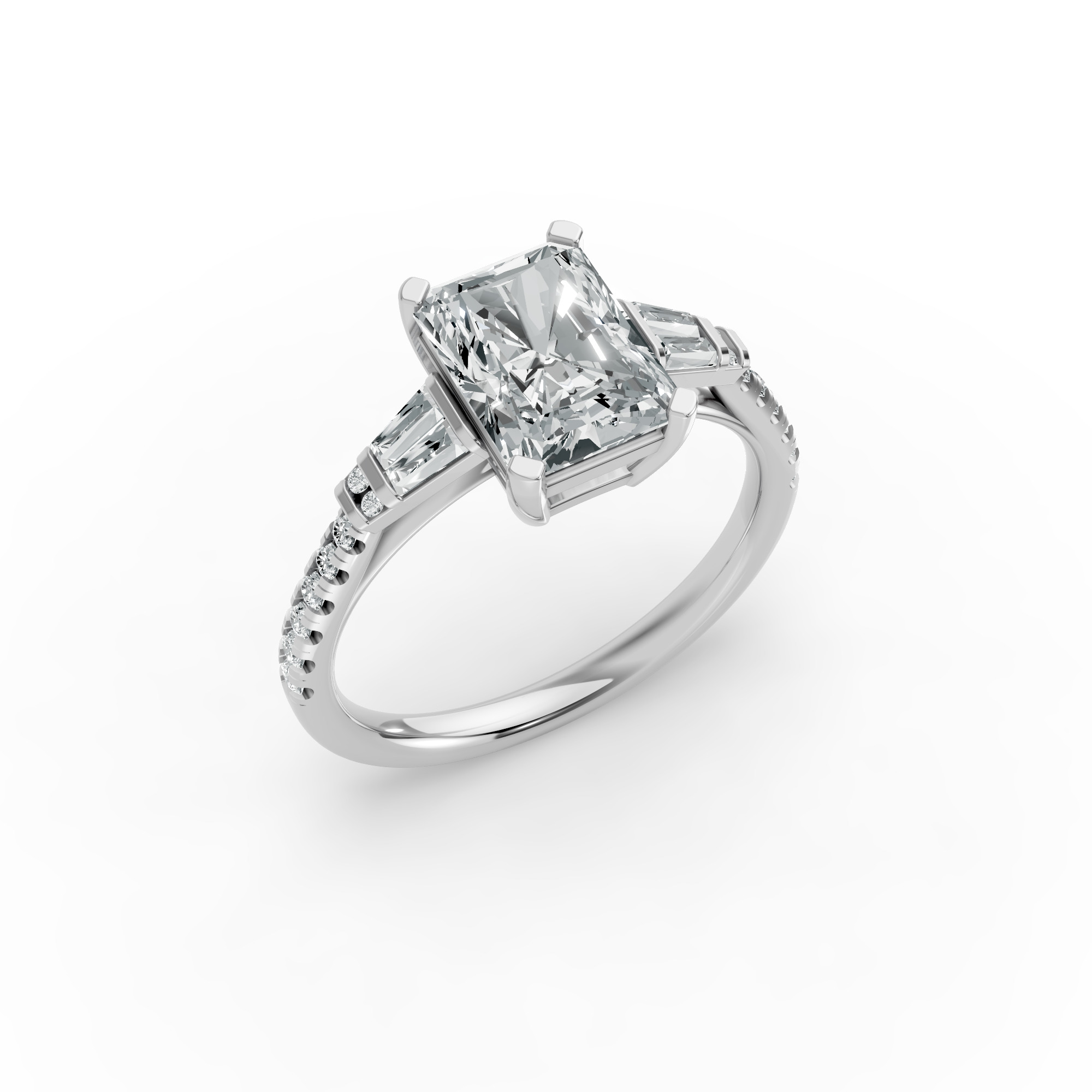 Radiant Shape Diamond Fancy Engagement Ring in Gold