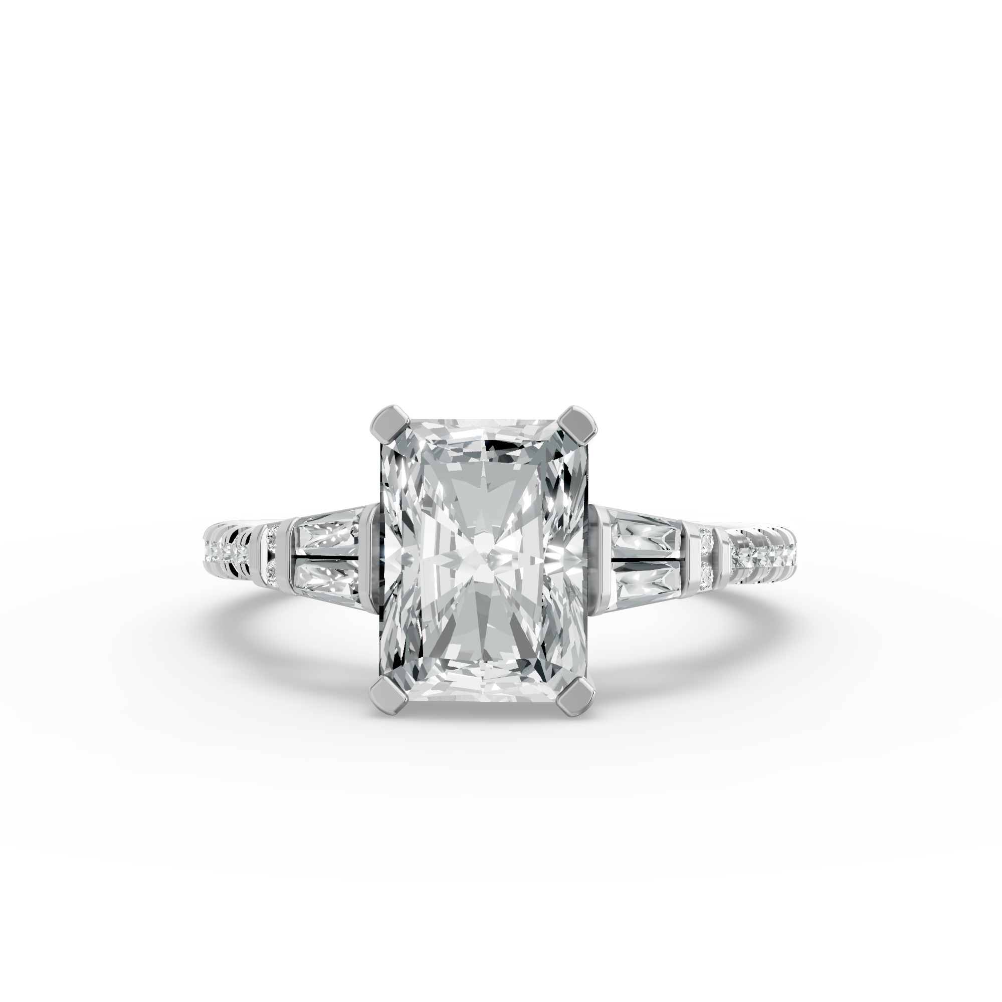 Radiant Shape Diamond Fancy Engagement Ring in Gold