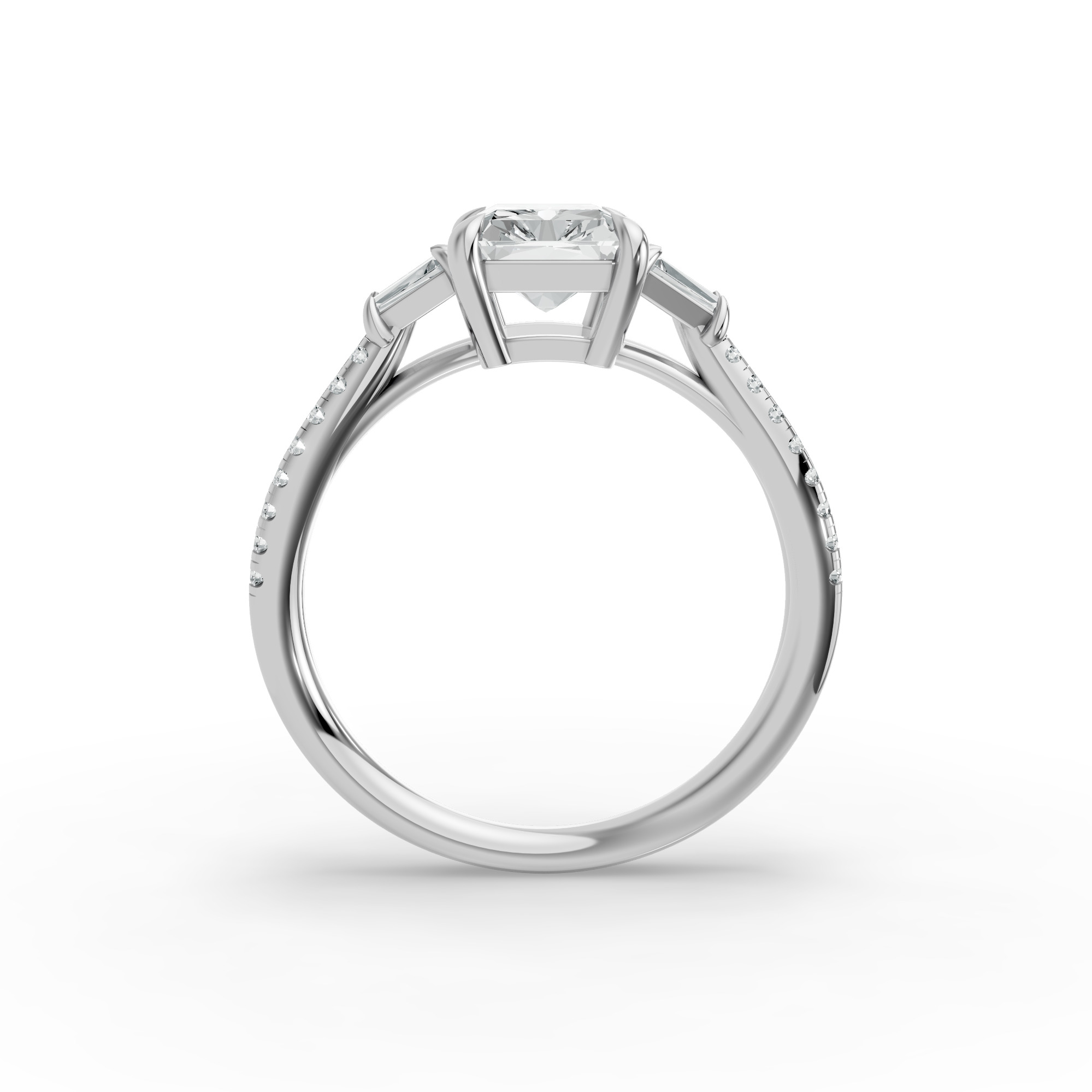 Emerald Shape Diamond Fancy Engagement Ring in Gold
