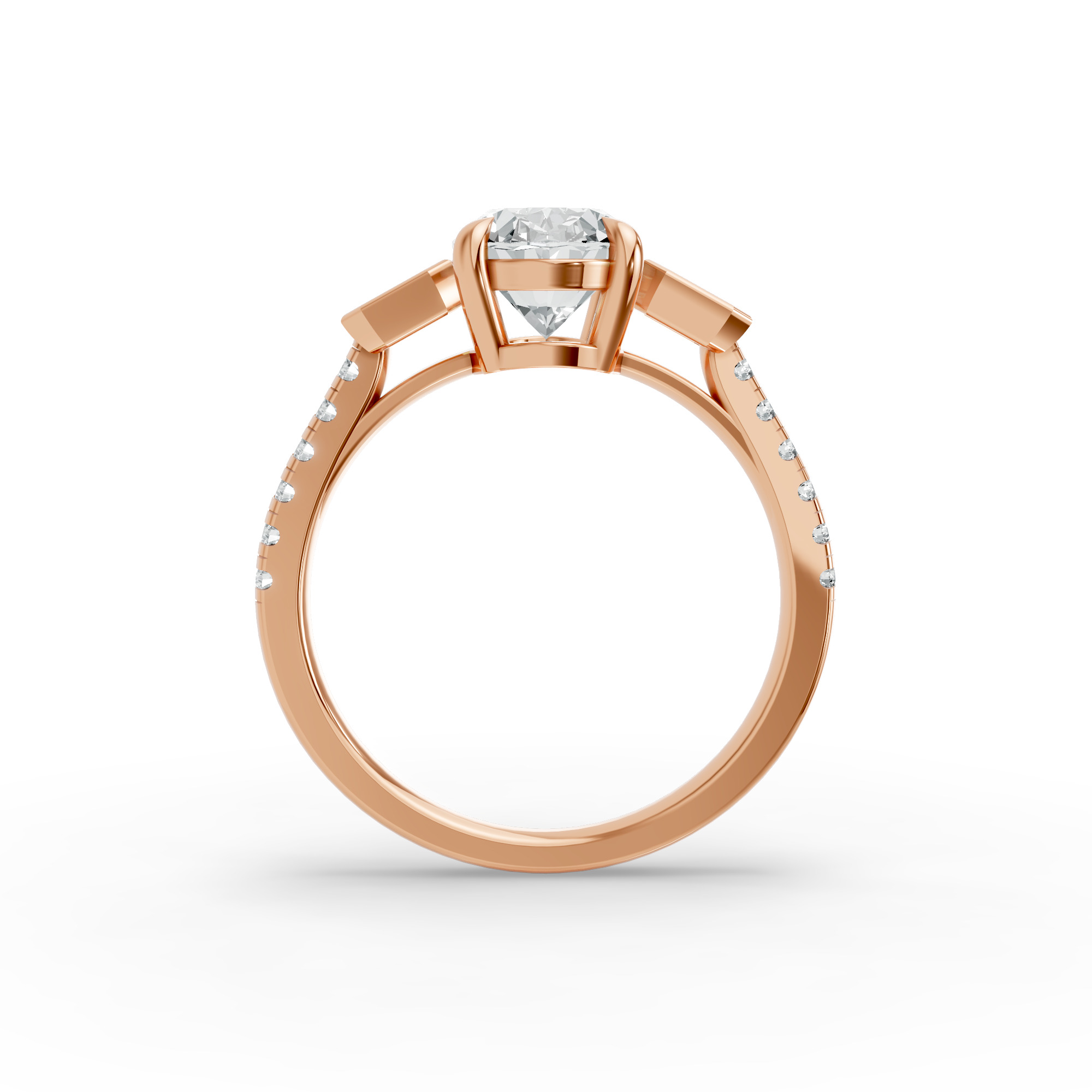 Oval Shape Diamond Fancy Engagement Ring in Gold