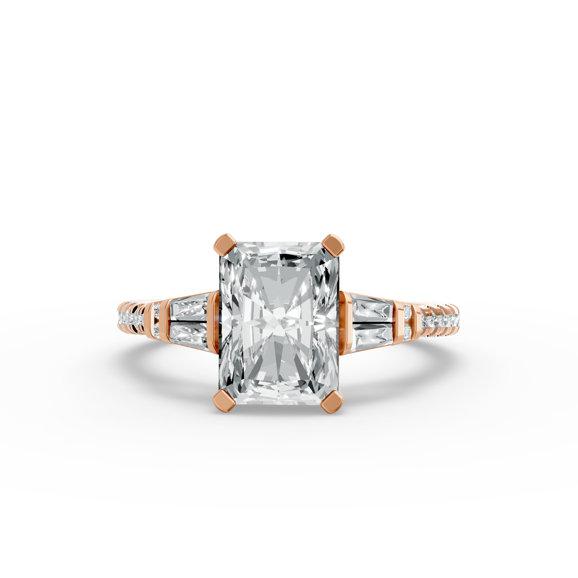 Radiant Shape Diamond Fancy Engagement Ring in Gold