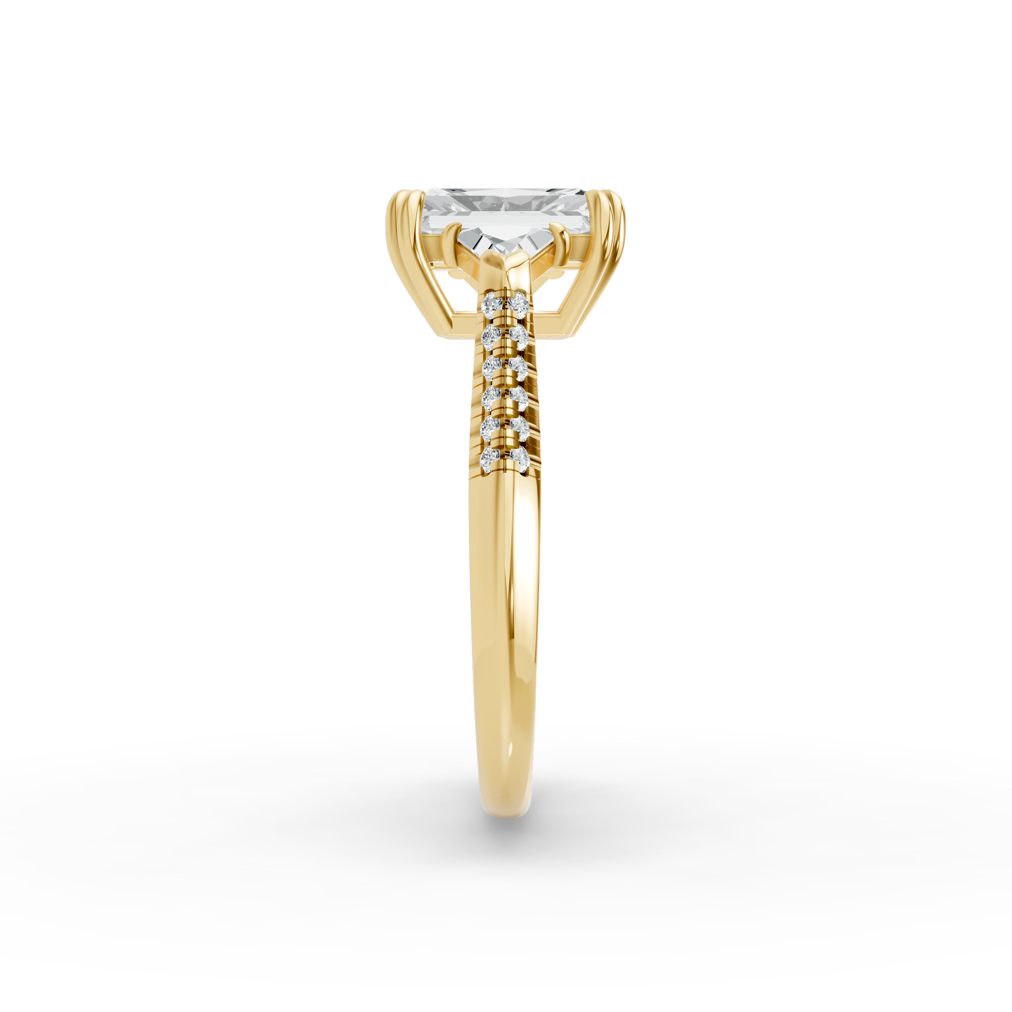 Radiant Shape Diamond Fancy Engagement Ring in Gold