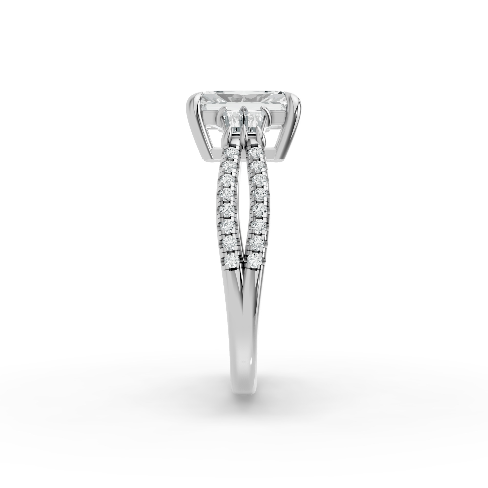 Emerald Shape Diamond Fancy Engagement Ring in Gold