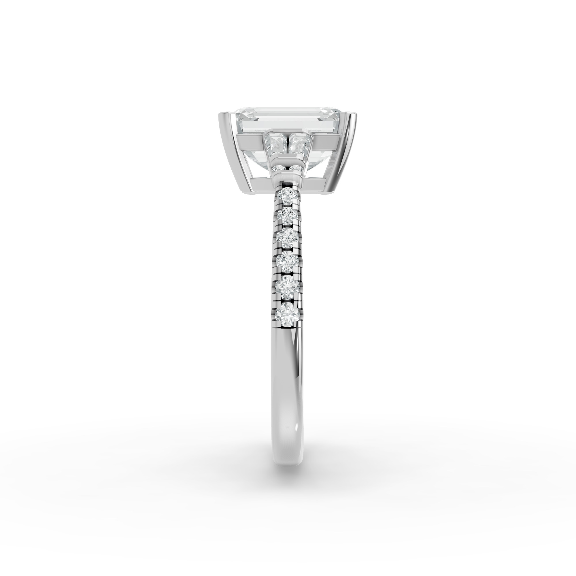 Radiant Shape Diamond Fancy Engagement Ring in Gold