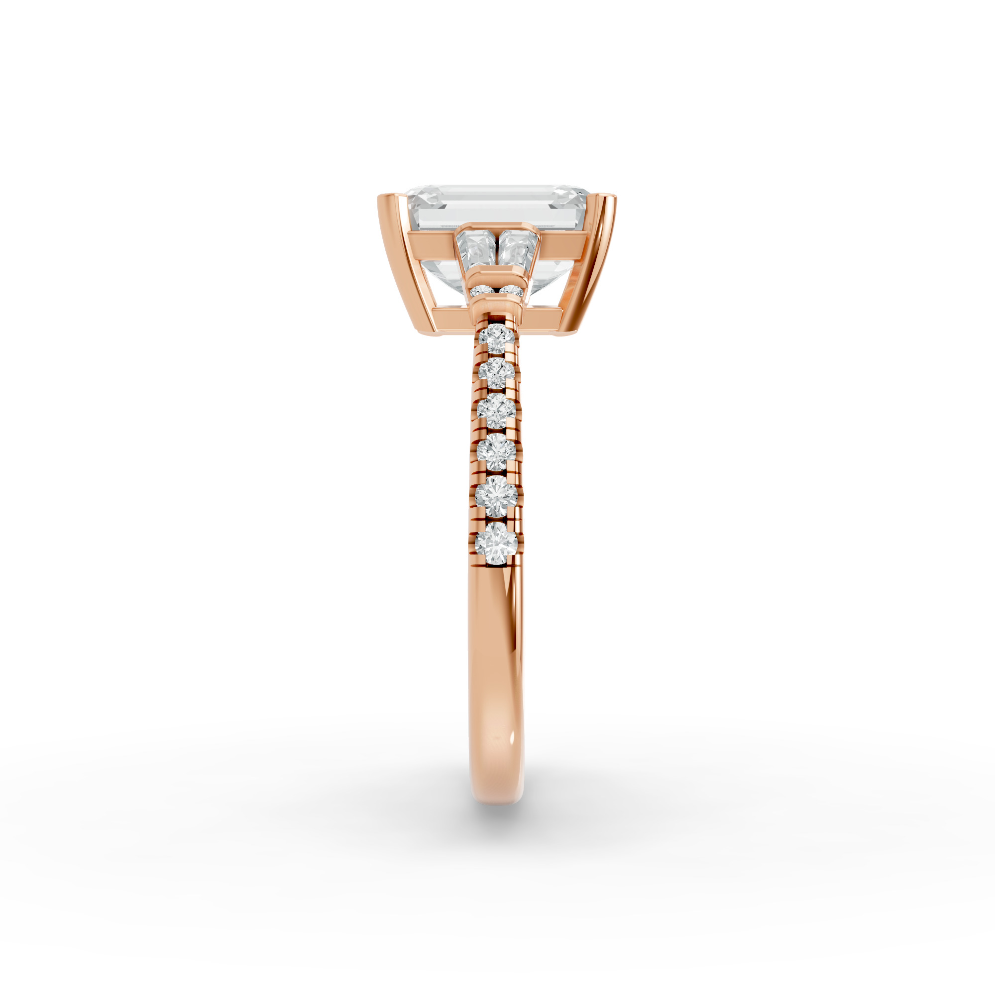 Radiant Shape Diamond Fancy Engagement Ring in Gold