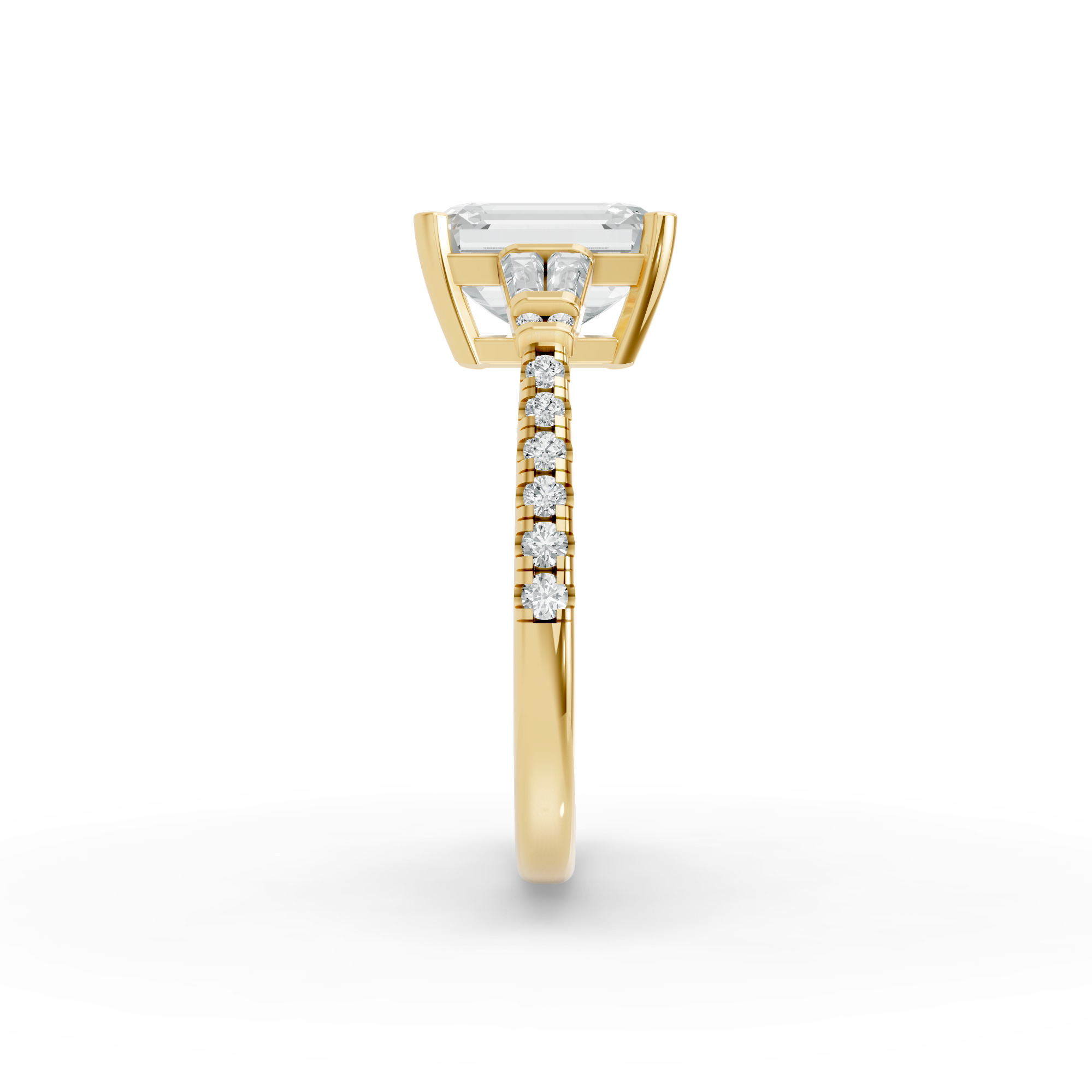 Radiant Shape Diamond Fancy Engagement Ring in Gold