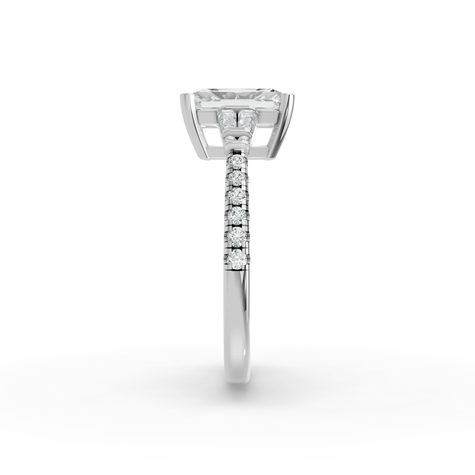 Radiant Shape Diamond Fancy Engagement Ring in Gold