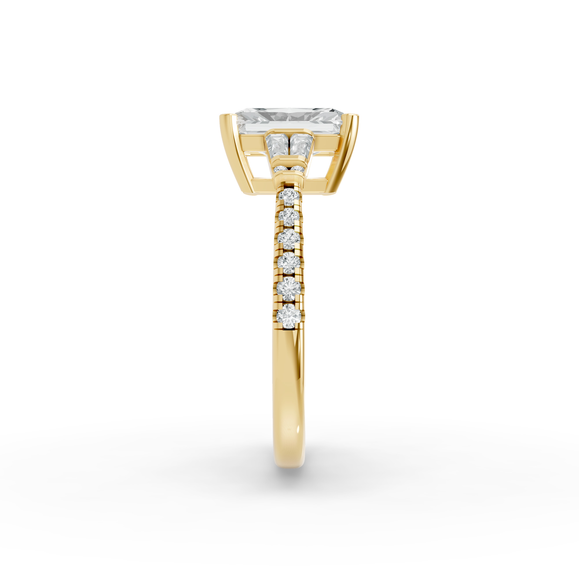 Radiant Shape Diamond Fancy Engagement Ring in Gold