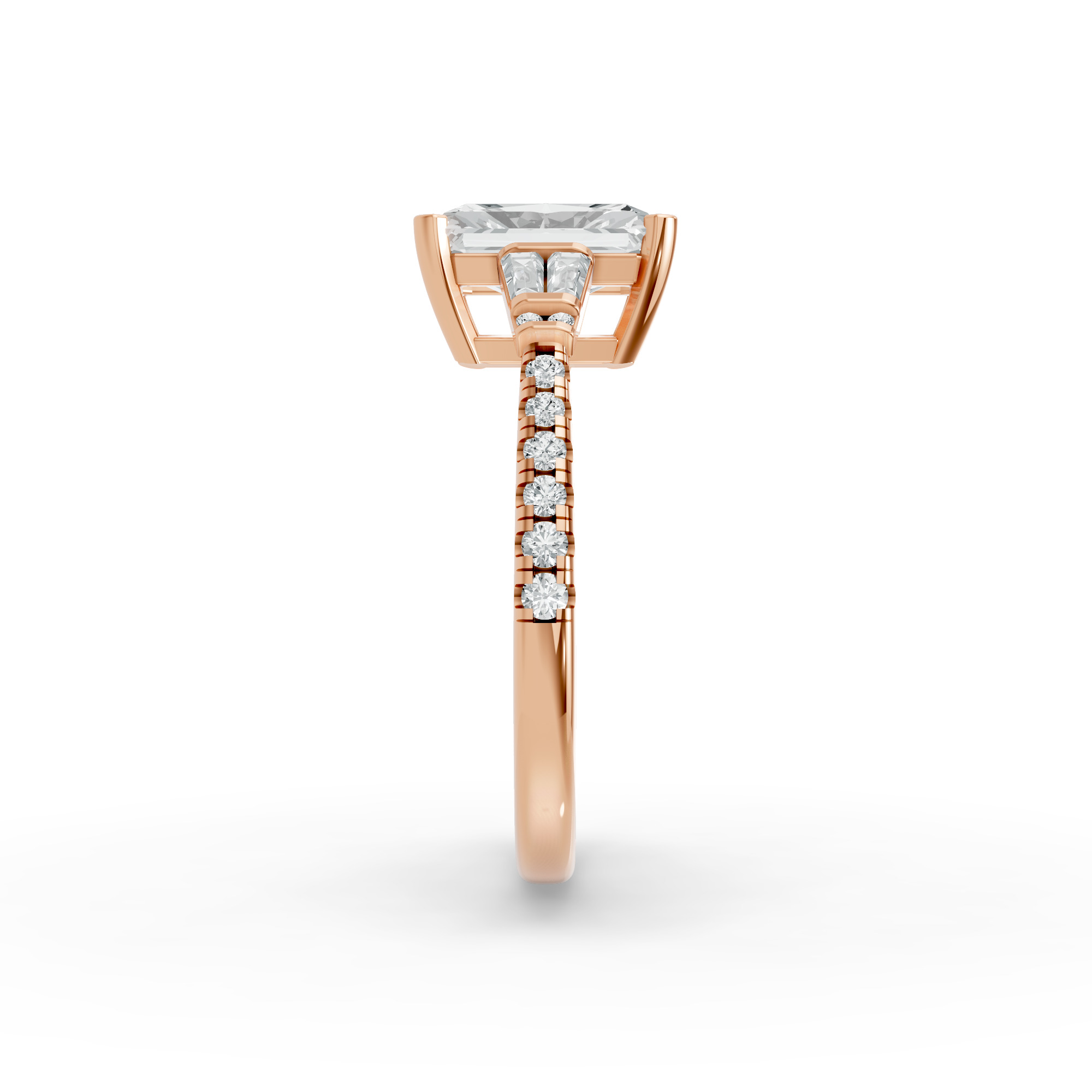 Radiant Shape Diamond Fancy Engagement Ring in Gold