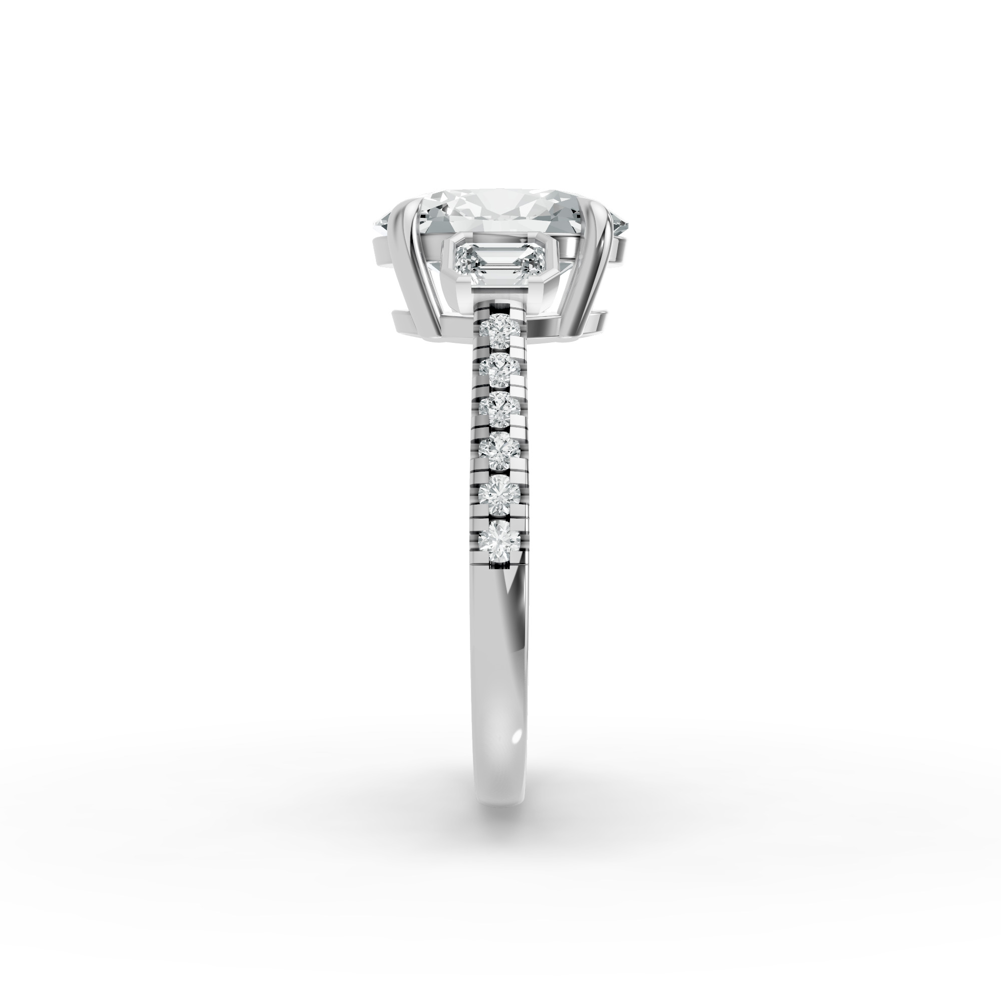 Oval Shape Diamond Fancy Engagement Ring in Gold