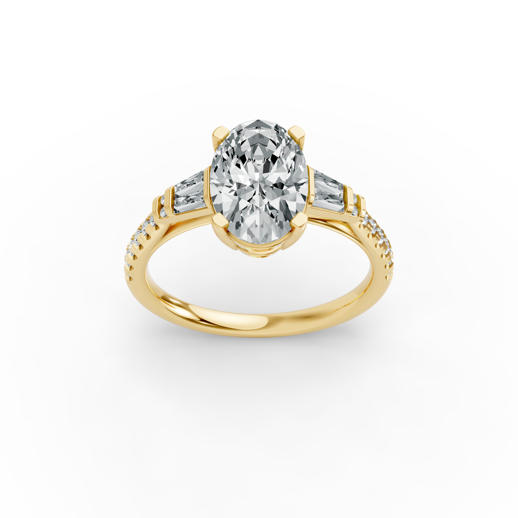 Oval Shape Diamond Fancy Engagement Ring in Gold