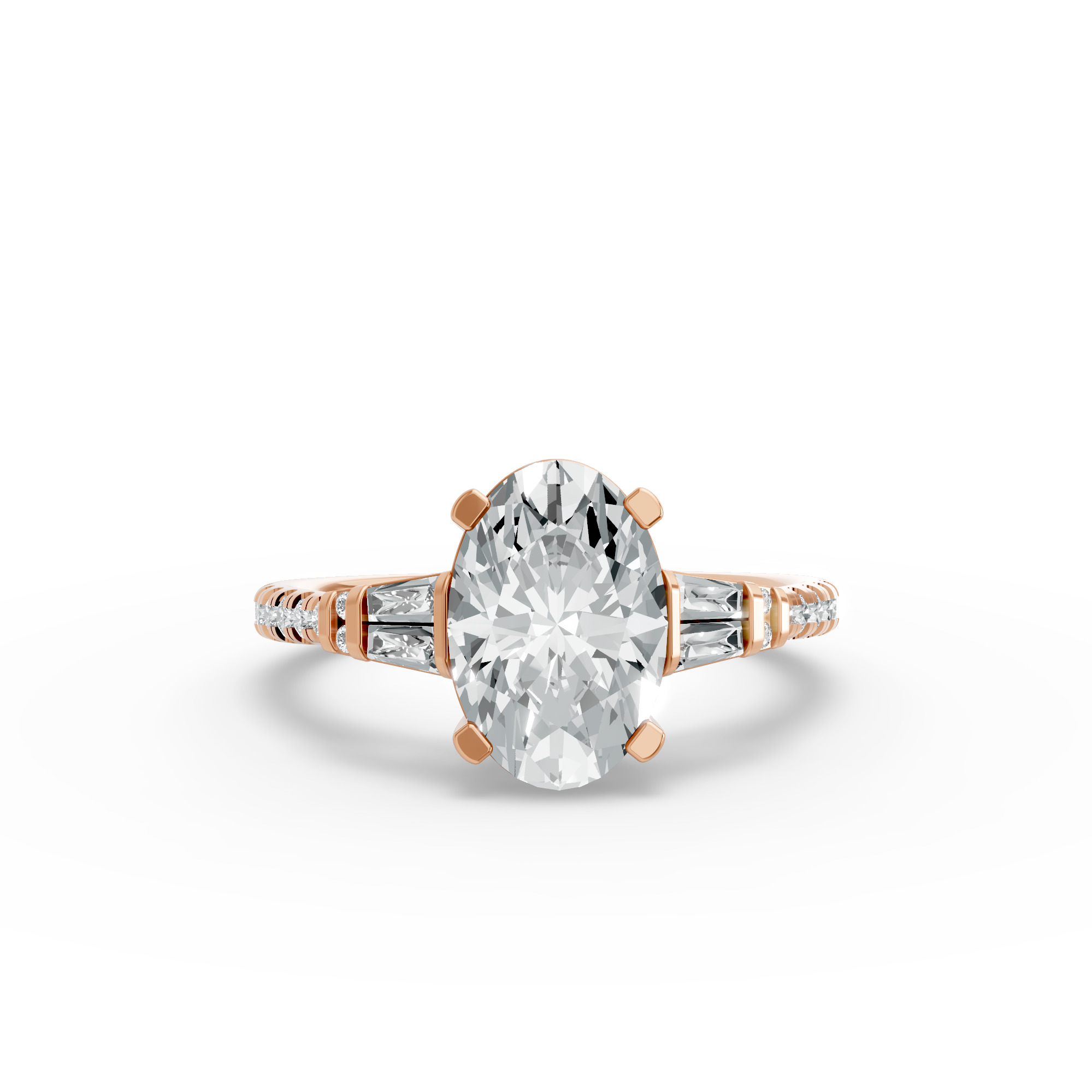 Oval Shape Diamond Fancy Engagement Ring in Gold