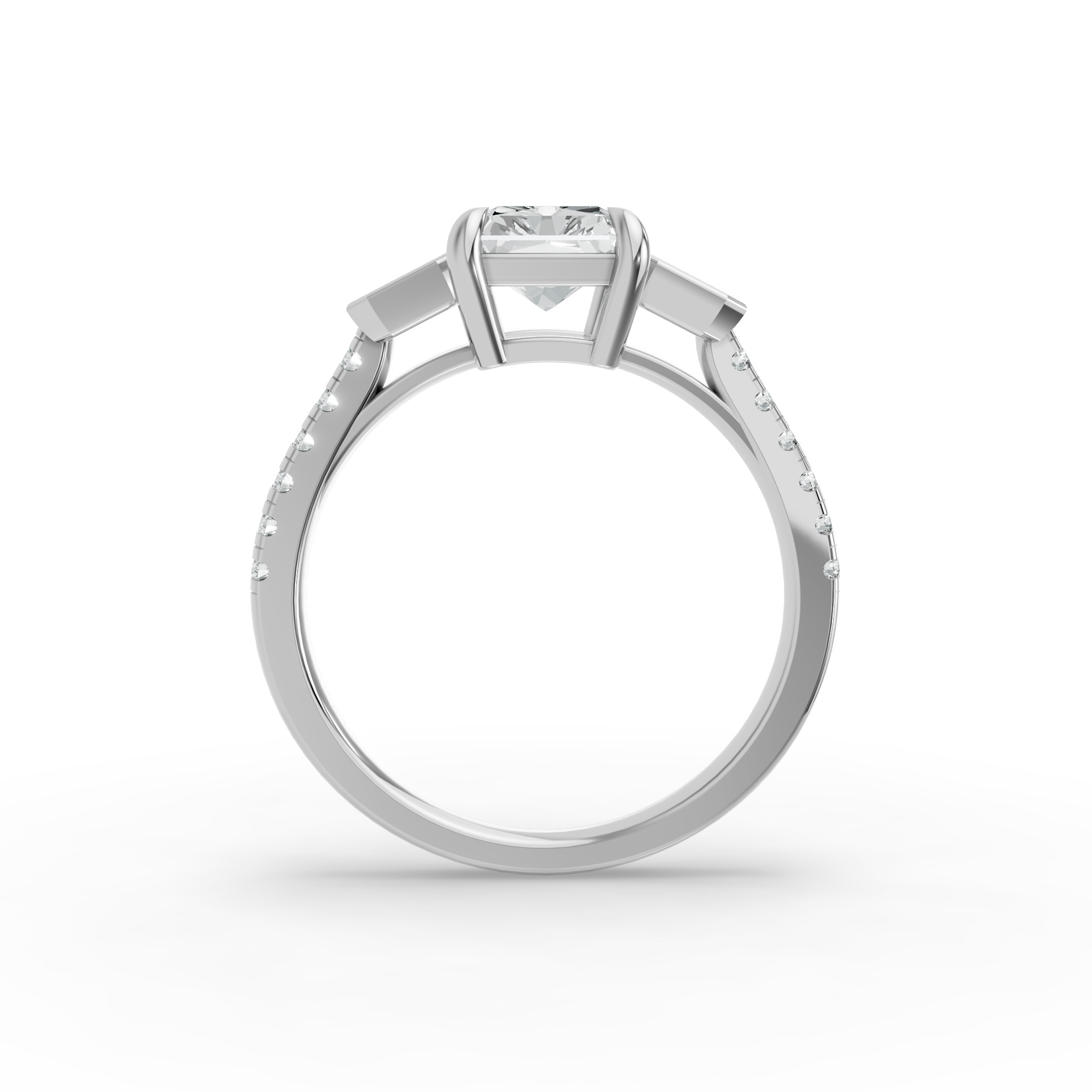 Radiant Shape Diamond Fancy Engagement Ring in Gold