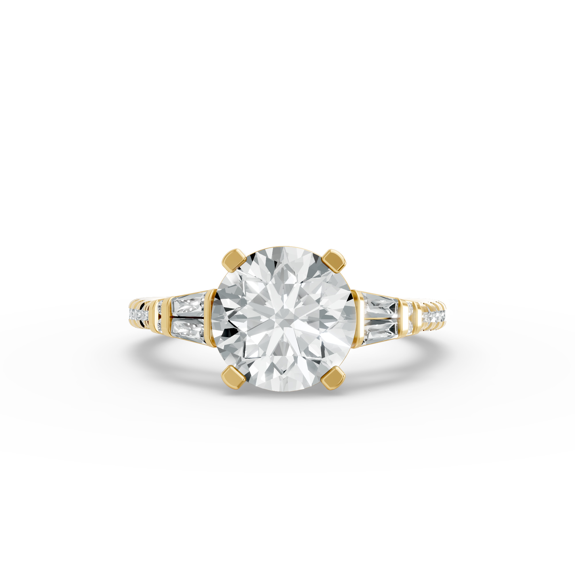 Round Shape Diamond Fancy Engagement Ring in Gold