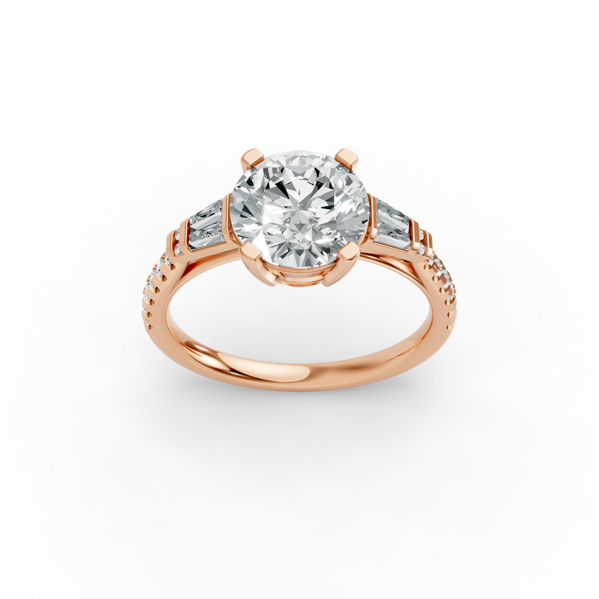 Round Shape Diamond Fancy Engagement Ring in Gold